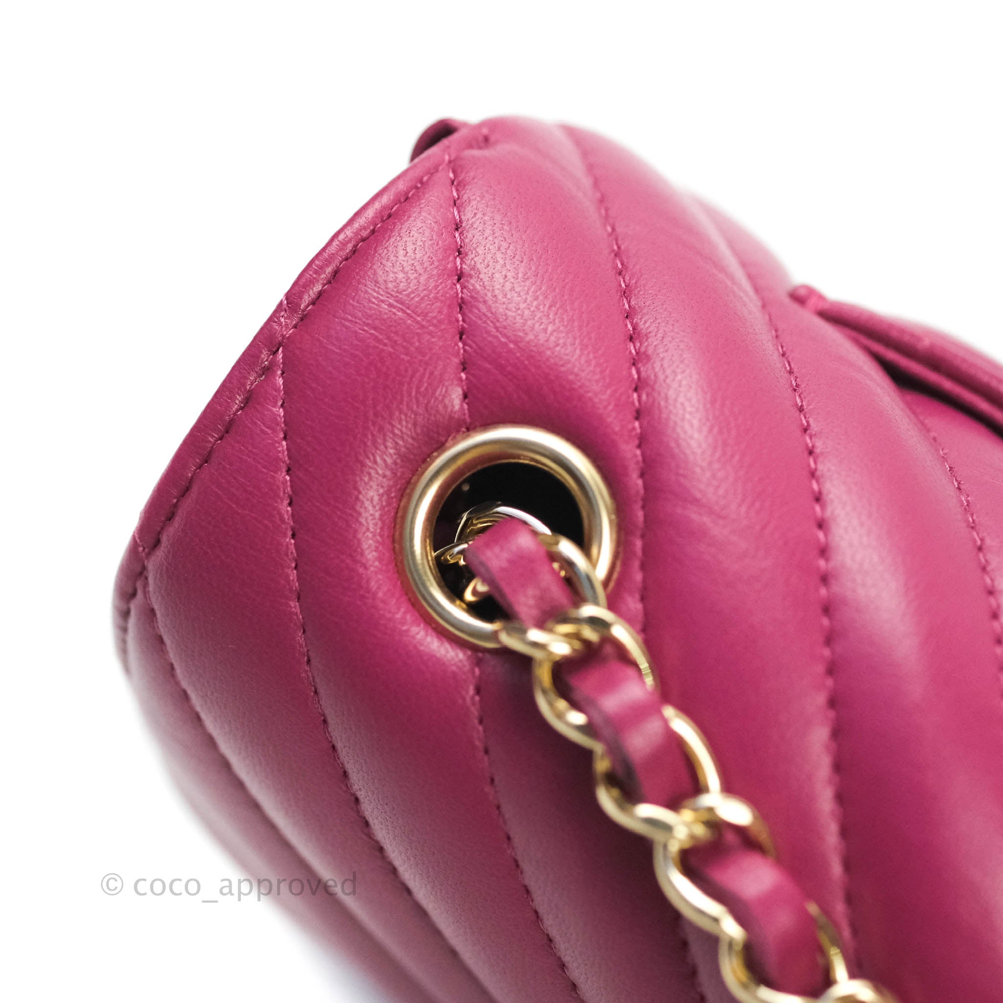 Chanel Chevron Mini Rectangular Lambskin Flap Bag in Dark Pink with Gold Hardware - Perfect for Evening Events & Luxury Fashion Accessories