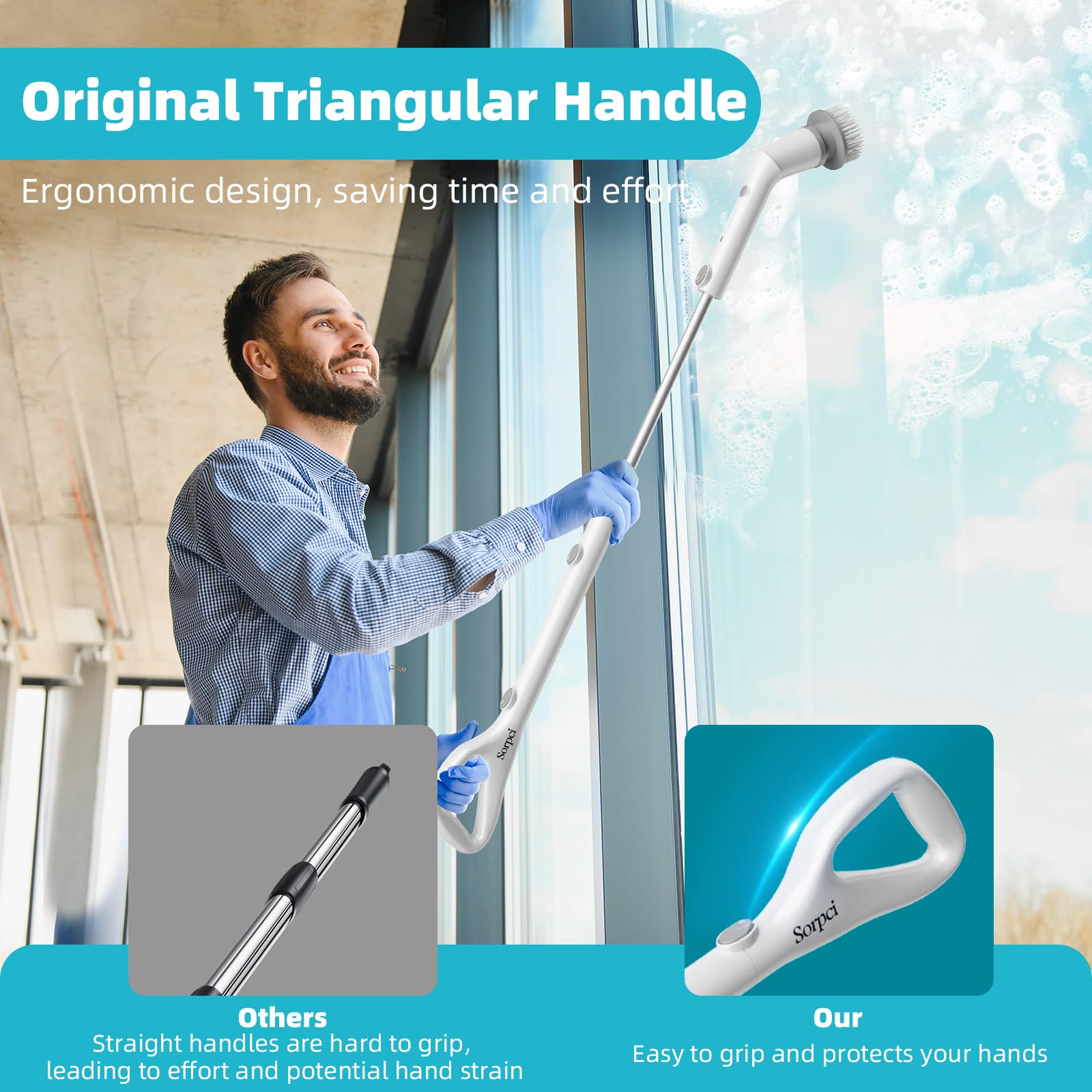 2024 Cordless Electric Spin Scrubber - 7 Replaceable Brush Heads, 3-Speed Adjustable, Detachable Long Handle & IPX7 Waterproof - Perfect for Bathroom, Tub, Tile, Floor, Window Cleaning