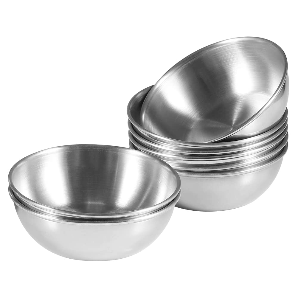 8-Pack 3.5 Inch Stainless Steel Mini Sauce Dishes - Round Individual Saucers for Sushi, Dipping Sauces, Seasonings & Appetizers - Perfect for Restaurants, Home Kitchens & Party Serving (Silver)