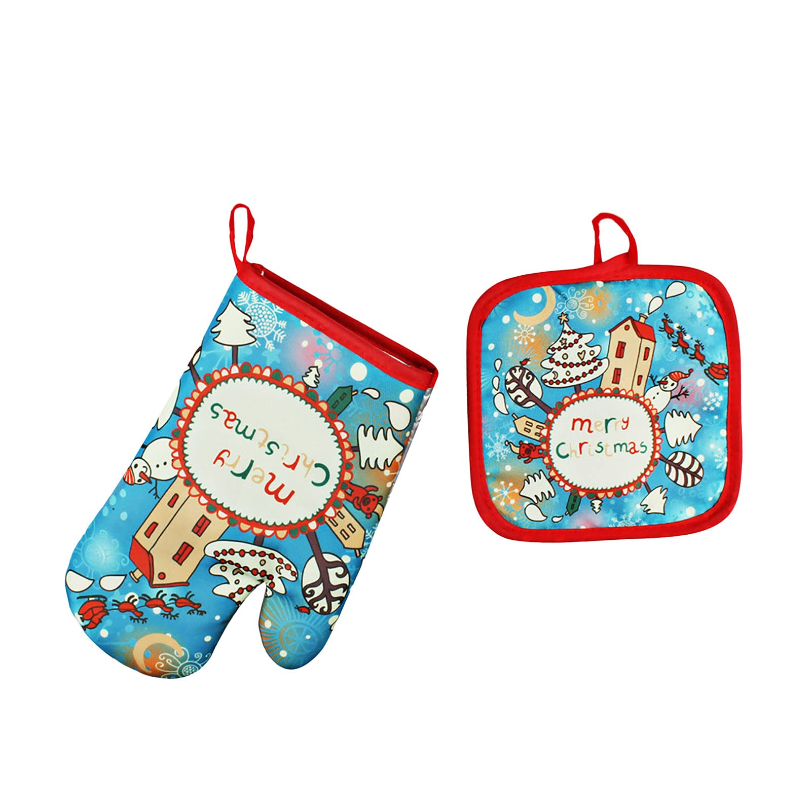 Heat Resistant Microwave Oven Gloves Set - Christmas Themed Kitchen Mittens for Baking, Cooking & Hot Food Handling - Anti-Scald High Temperature Protection (2 Pairs) - Perfect for Holiday Cooking, Pot Handling & Microwave Use