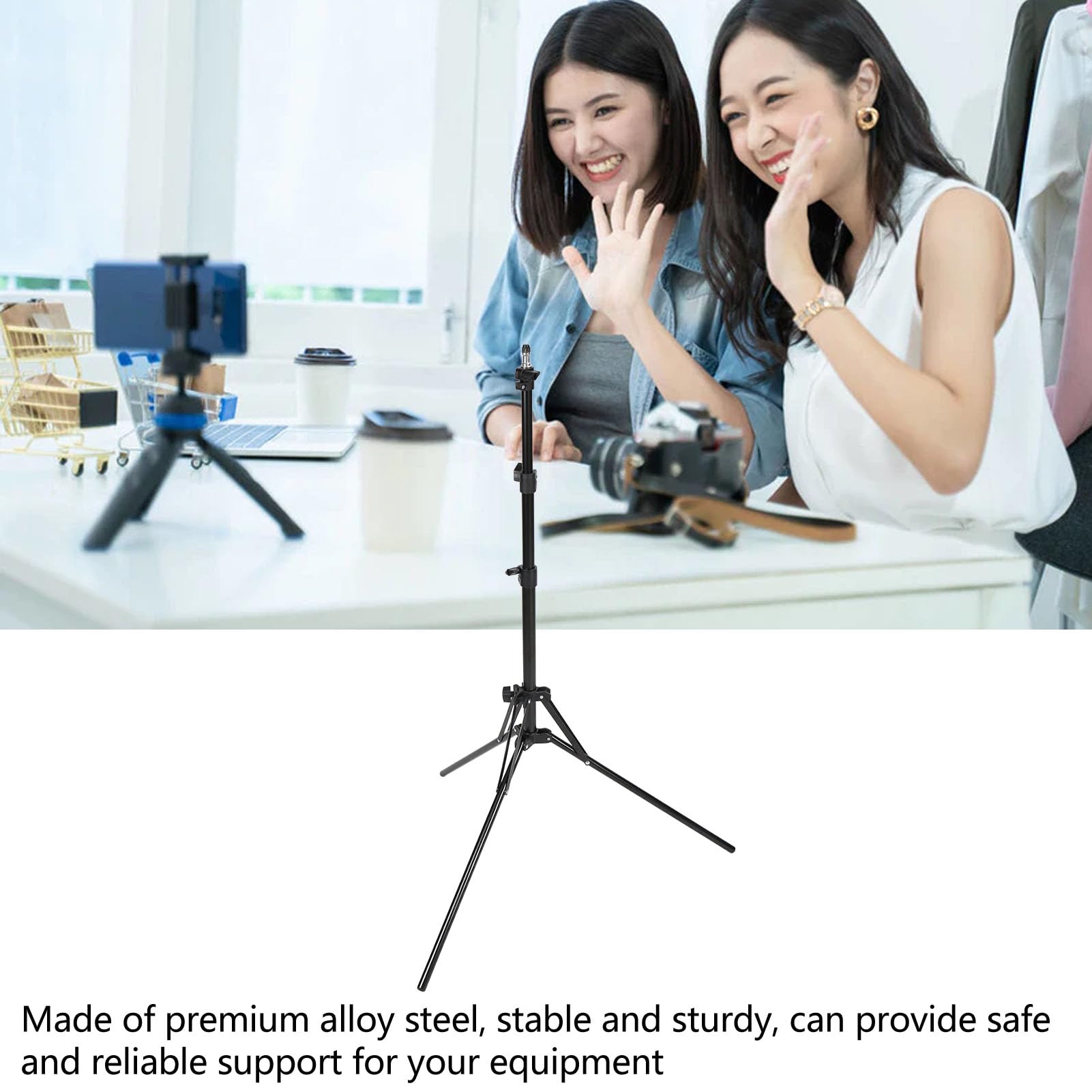 Emoshayoga Portable & Adjustable Alloy Steel Phone Tripod - 40cm Retractable Travel Tripod Stand with Stable Base for Smartphones | Perfect for Vlogging, Live Streaming & Outdoor Photography