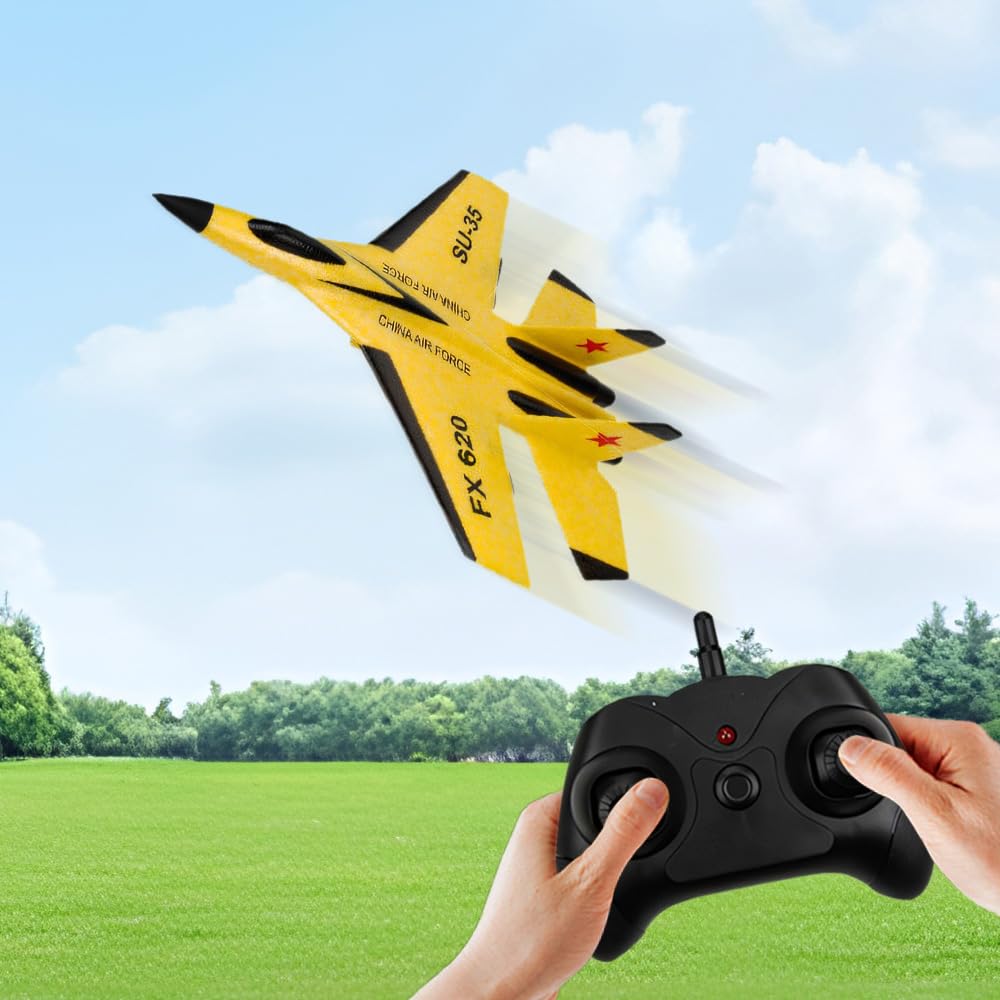 2025 New 2.4GHz Remote Control Airplane Toy - Foam RC Fighter Jet with LED Lights, Gravity Glider for Kids & Adults (Blue) | Outdoor Flying Toy, Birthday Gift for Boys & Girls, Backyard Fun Activity