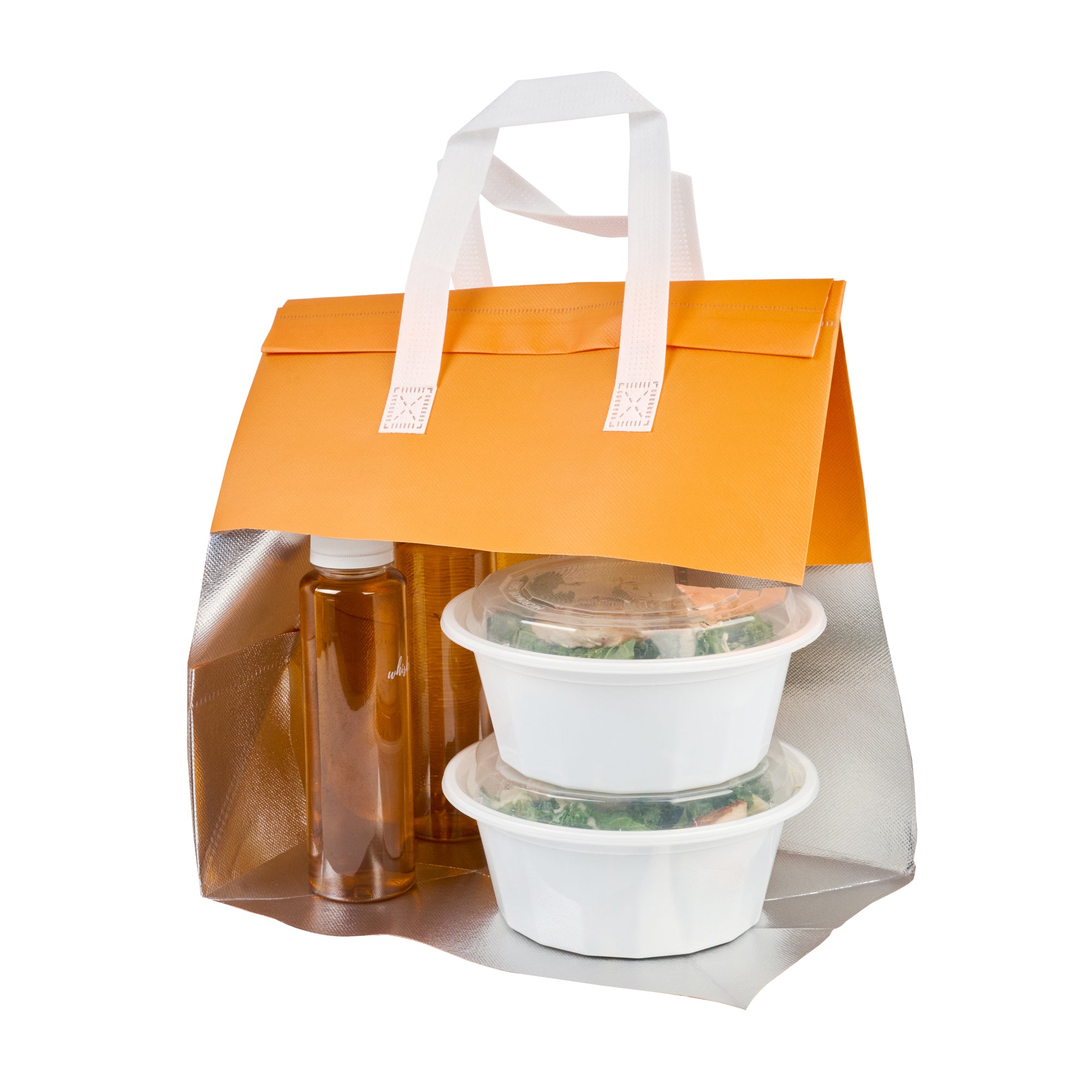 Orange Insulated Take Out Bags - Tamper Evident Food Delivery Bags (11.75