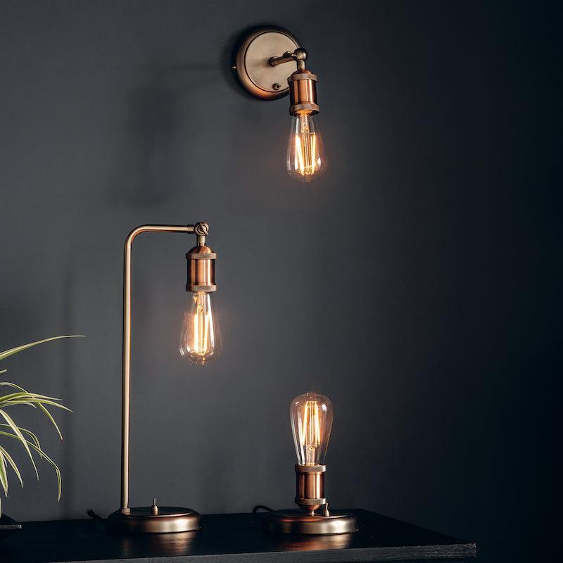 Endon Hal 1 Light Tall Copper Table Lamp with Switch - Modern Bedside & Living Room Lighting for Home Decor