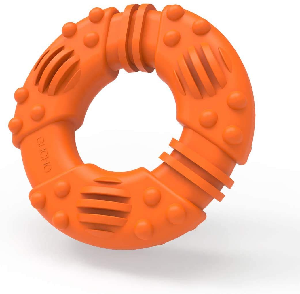 GUCHO Freezable Dog Chew Toys - All Natural Rubber Puppy Teether for Teething Dogs & Puppies | Cooling, Floating, Interactive Chew Ring | Perfect for Small Dogs Training & Summer Playtime