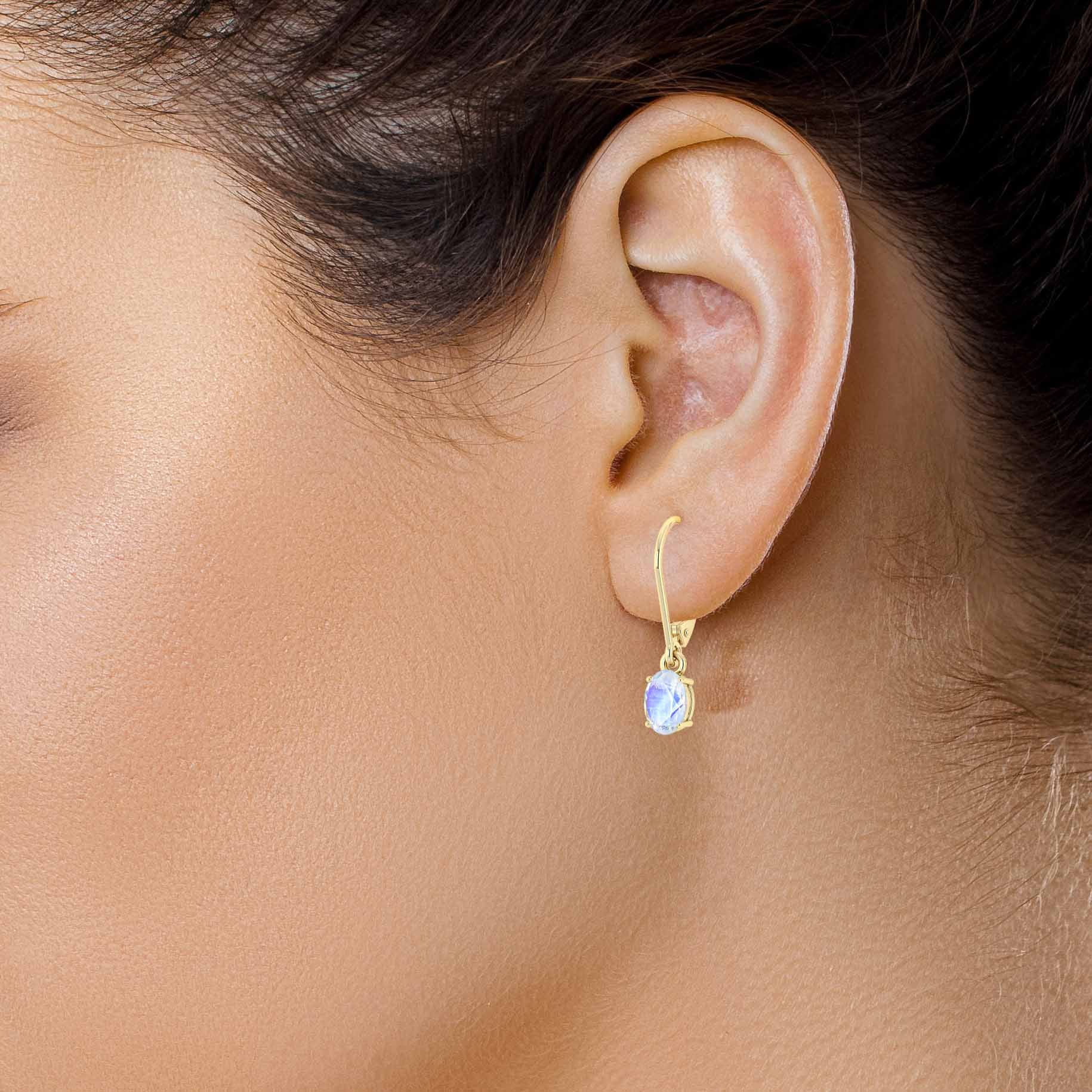 White Rainbow Moonstone Dangle Earrings for Women - Elegant Boho Crystal Drop Earrings for Party, Wedding & Everyday Wear