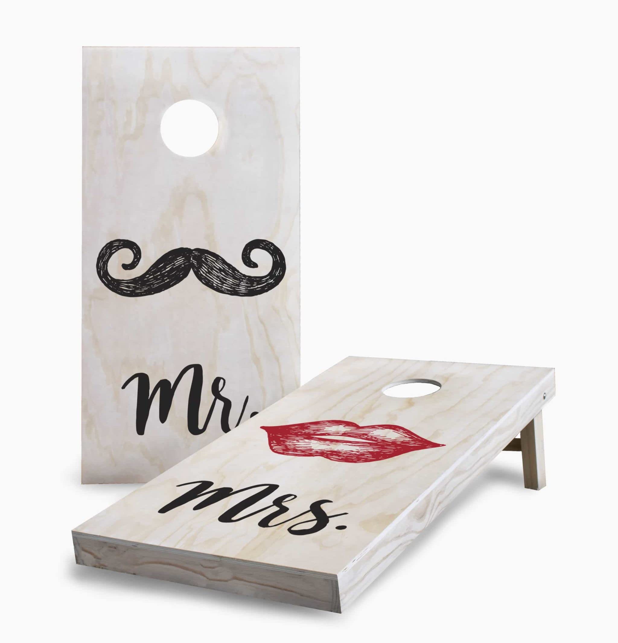 Skip's Garage Mr and Mrs Lips Wedding Cornhole Set - Regulation Size Custom Cornhole Boards with 8 Bean Bags - Perfect for Backyard Parties, Tailgating & Outdoor Weddings