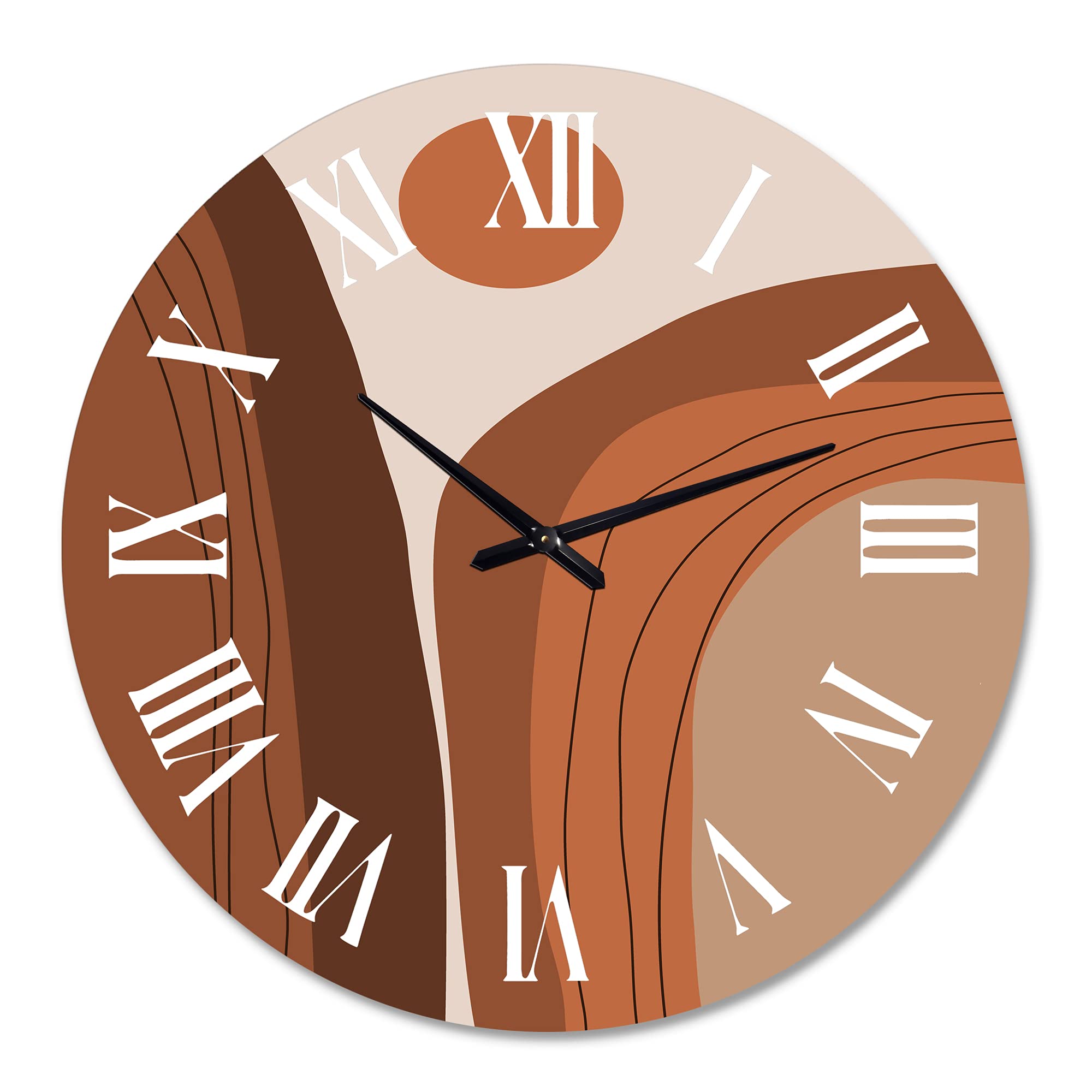 Abstract Terracotta Sunset Mountain Landscape Modern Wall Clock - Large Geometric Wall Art for Home Office Decor | Perfect for Living Room, Bedroom & Workspace