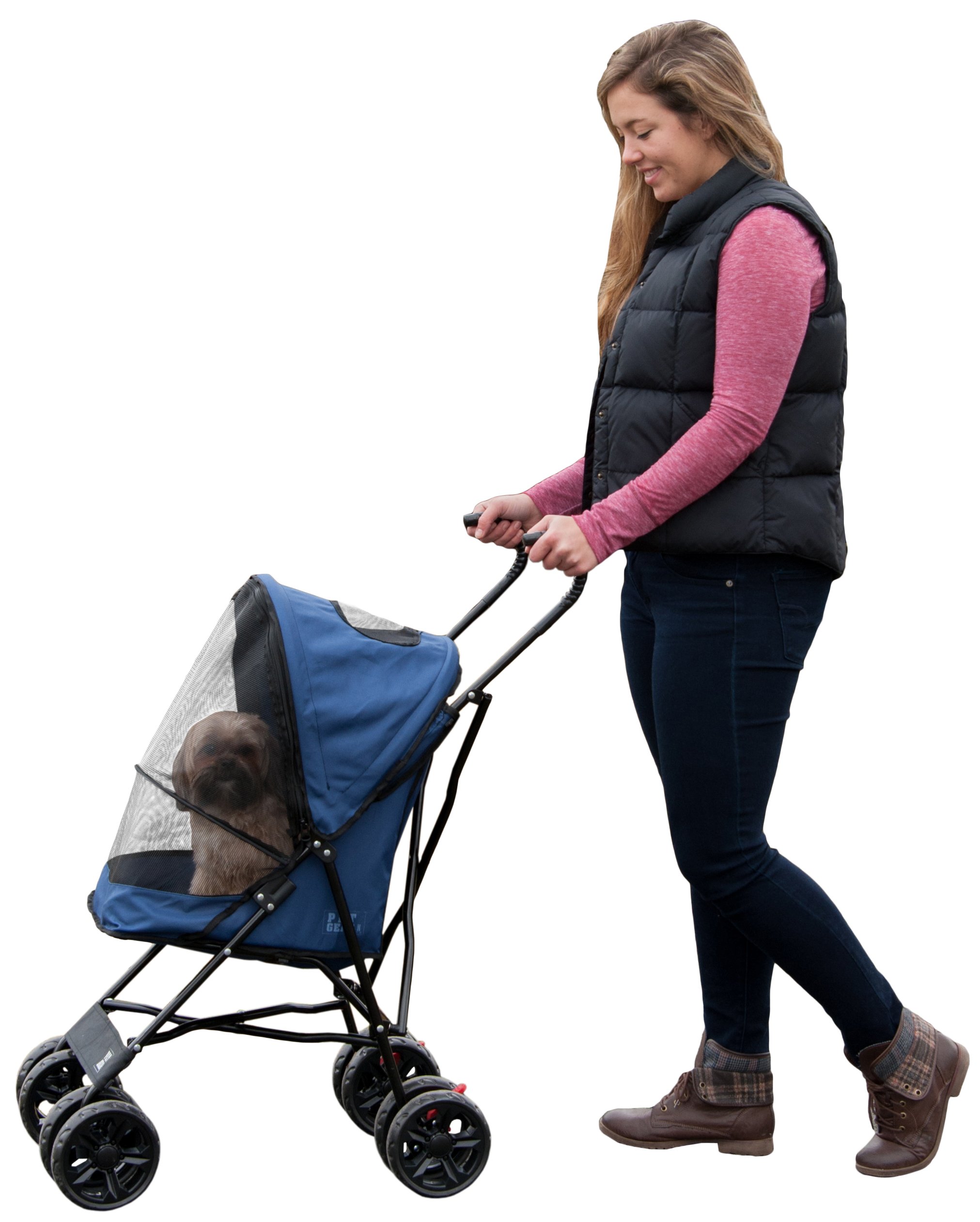 Pet Gear Travel Lite Plus Stroller - Compact & Easy Fold Pet Stroller for Small Dogs & Cats up to 15lbs, No Assembly Required with Large Wheels (3 Colors) - Perfect for Outdoor Walks, Park Visits & Vet Trips