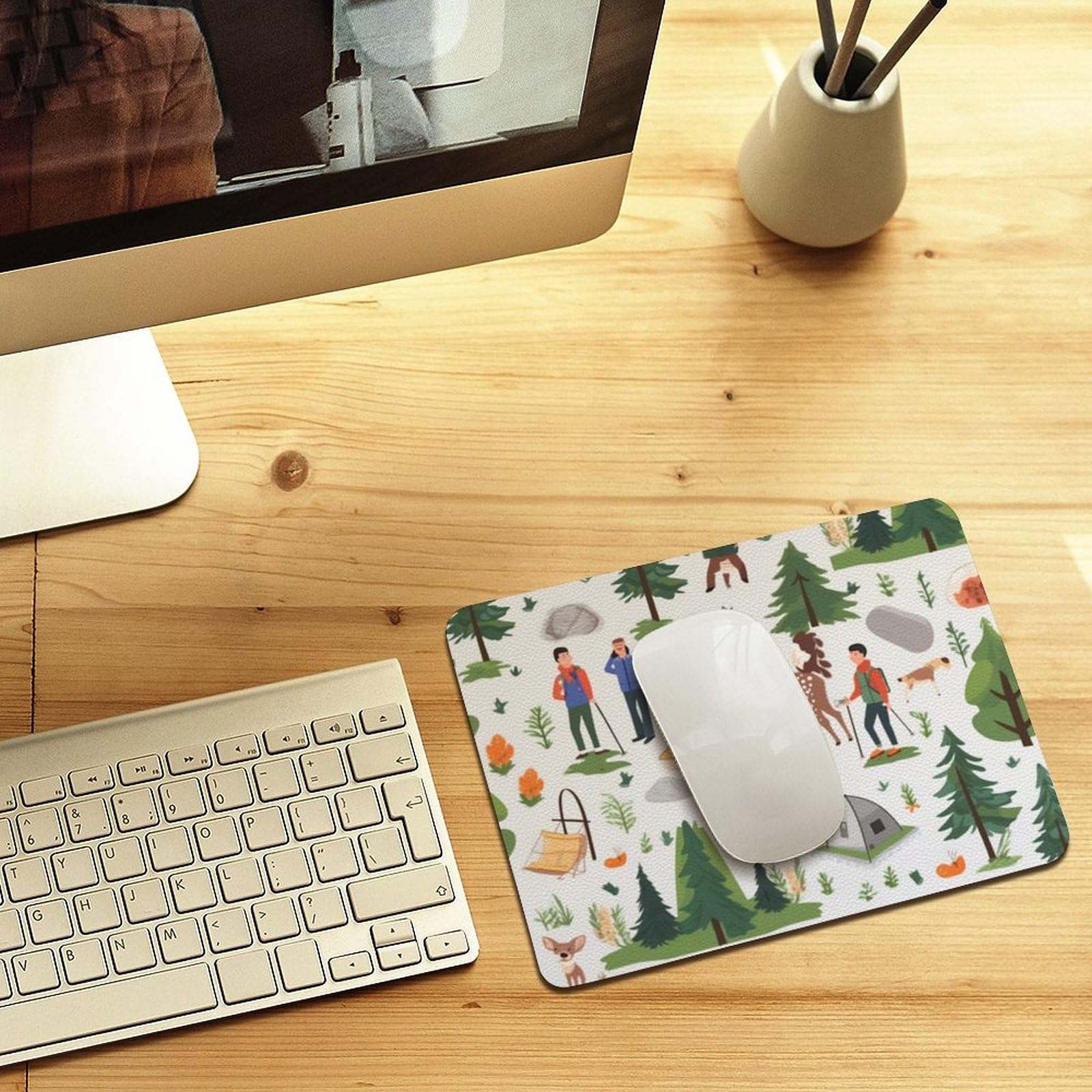 Premium Leather Mouse Pad for Camping & Hiking - Non-Slip 8x10 Inch Computer Mousepad for Backpackers & Outdoor Enthusiasts - Perfect for Travel, Office & Home Workspace