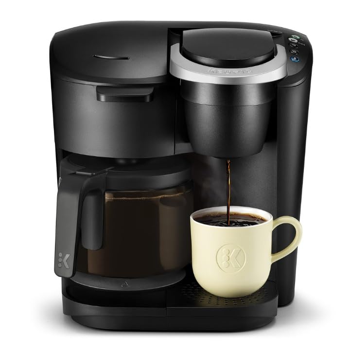 Keurig K-Duo Essentials Black Single-Serve & Carafe Coffee Maker - Brews K-Cup Pods & Full Pot - Perfect for Home, Office & Entertaining
