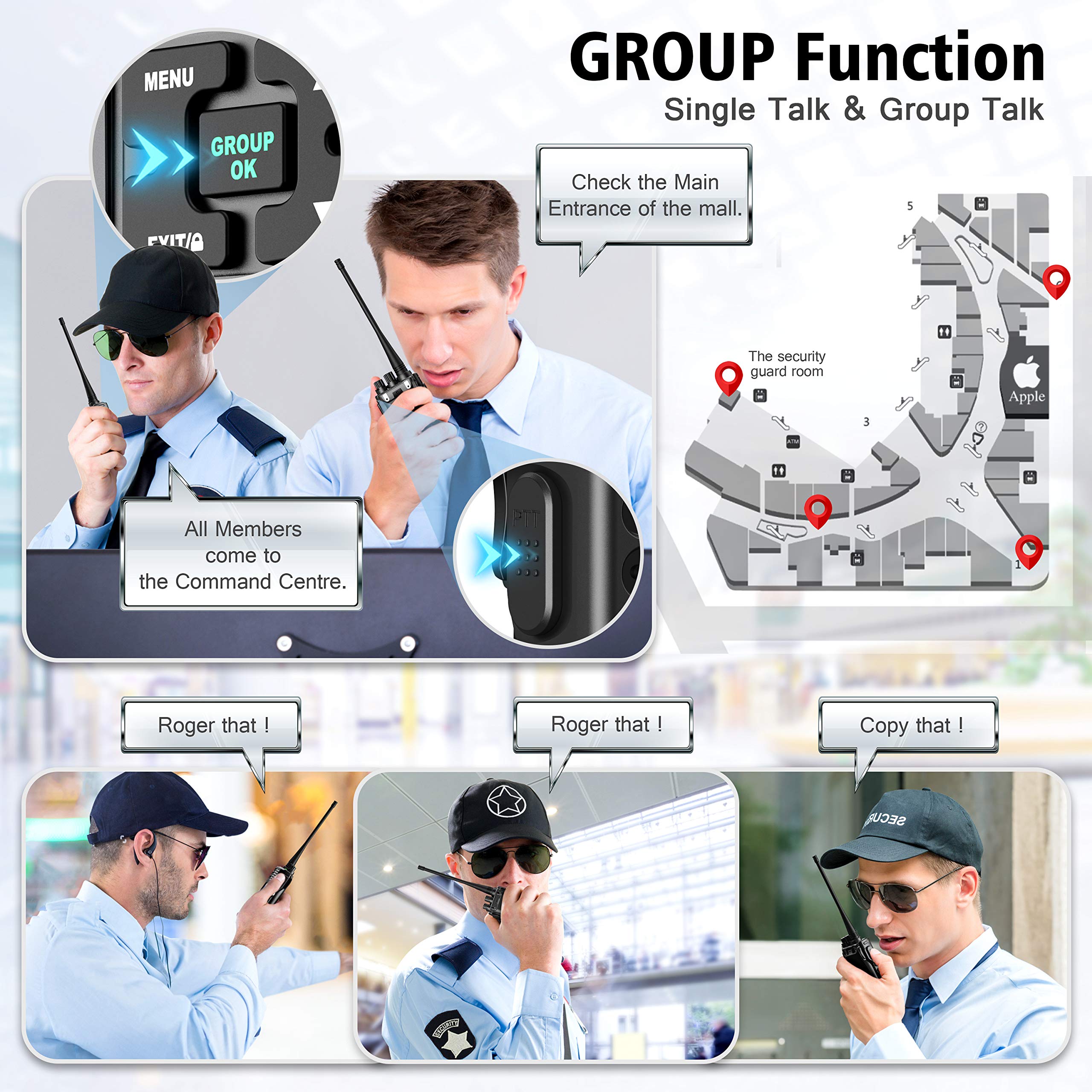 Long Range Walkie Talkies for Adults - SAMCOM FPCN30A 5 Watt Two Way Radios with Earpiece & Hands-Free (10 Pack) | Ideal for Government, Education, Churches & Business Communication