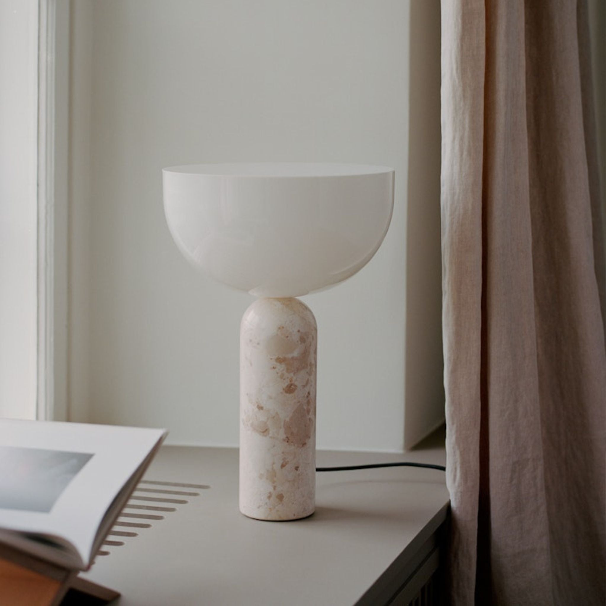 NEW WORKS Kizu Table Lamp - Modern Kunis Breccia Marble Desk Light, Large Size for Living Room & Bedroom Decor