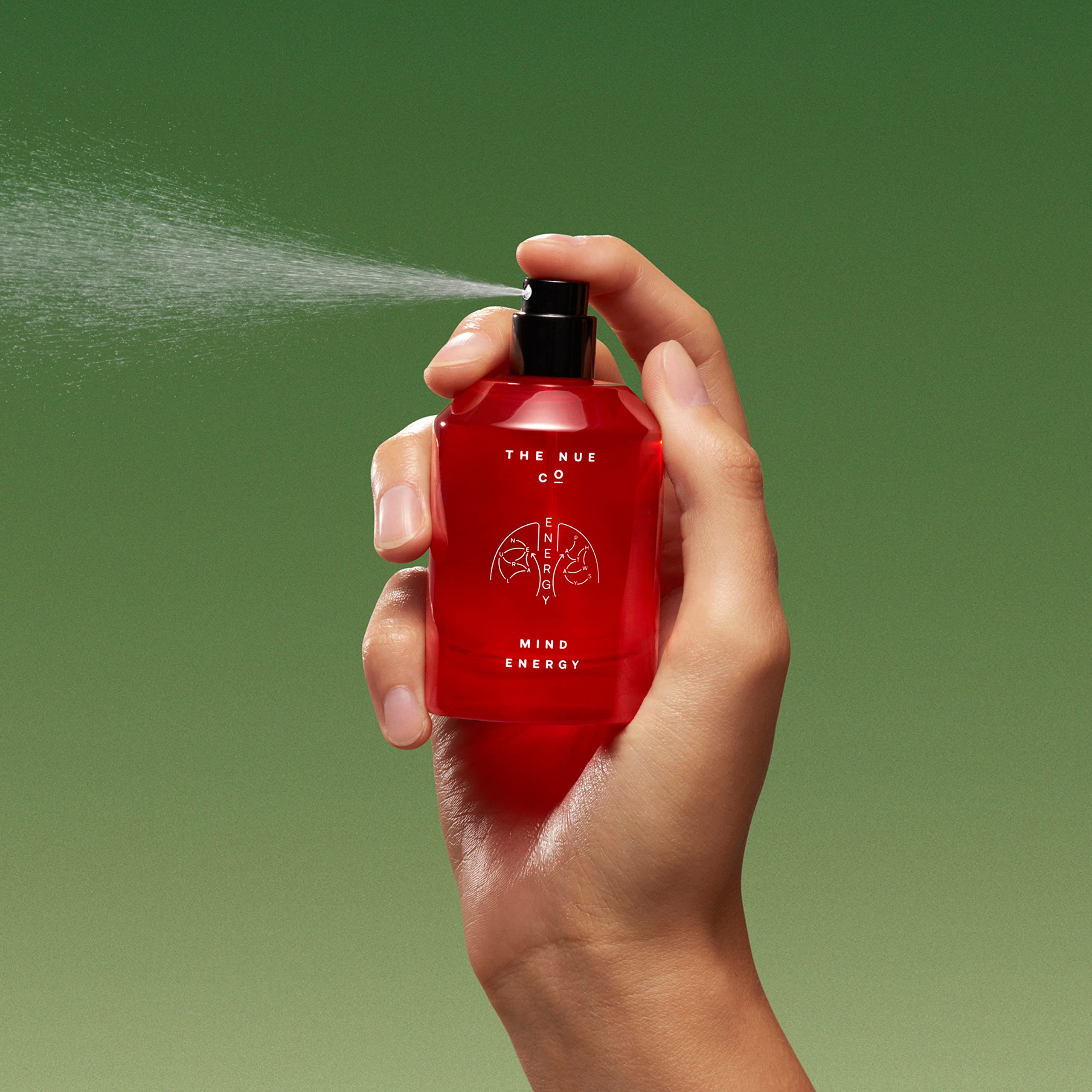 The Nue Co. MIND ENERGY Stress Relief Perfume - Clary Sage, Juniper, Pink Peppercorn & Clove Essential Oils - Vegan, Unisex Eau de Parfum 50mL (1.69 oz) - Perfect for Work, Travel & Daily Relaxation