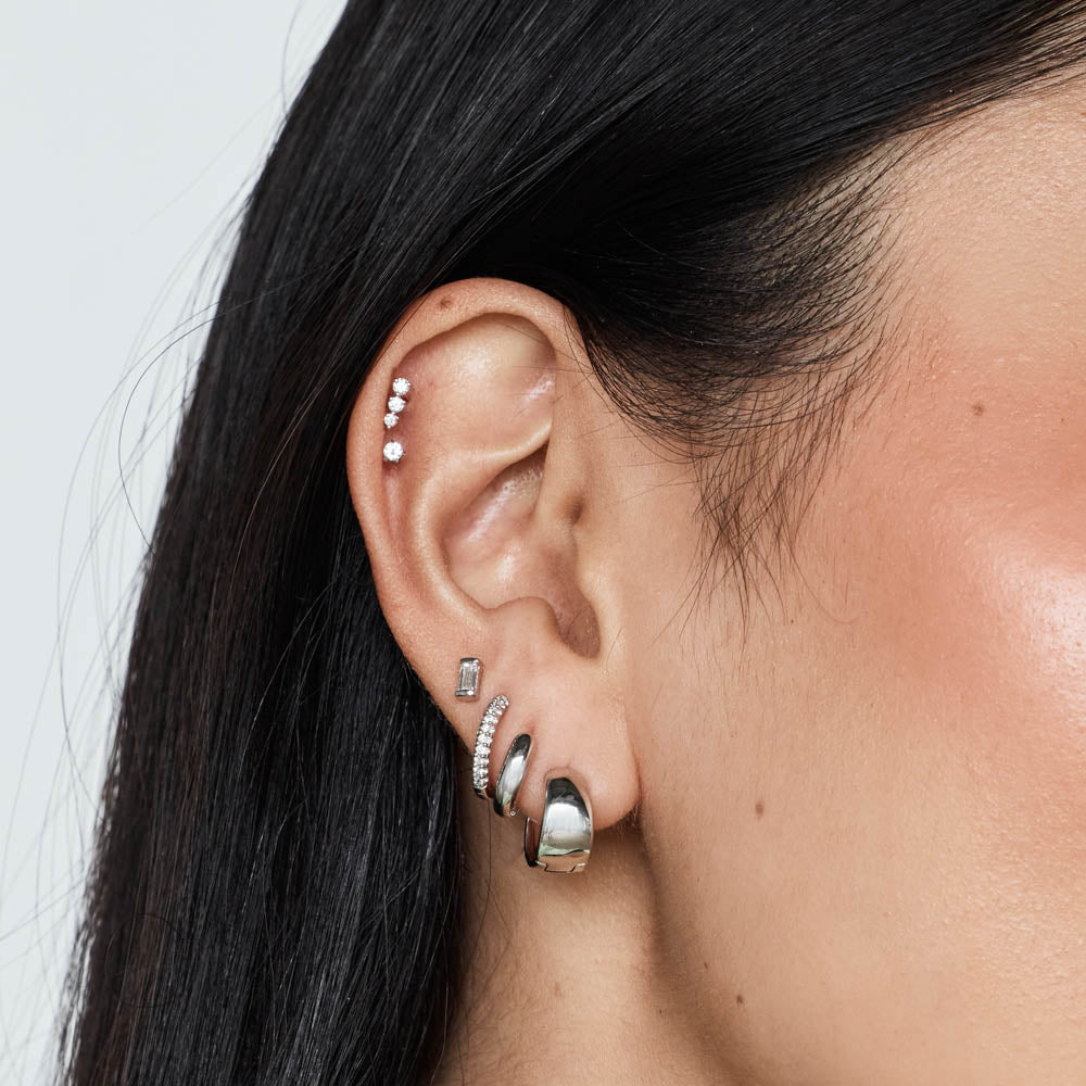Sterling Silver Midi Huggie Hoop Earrings for Women - Minimalist Everyday Jewelry for Work & Date Night