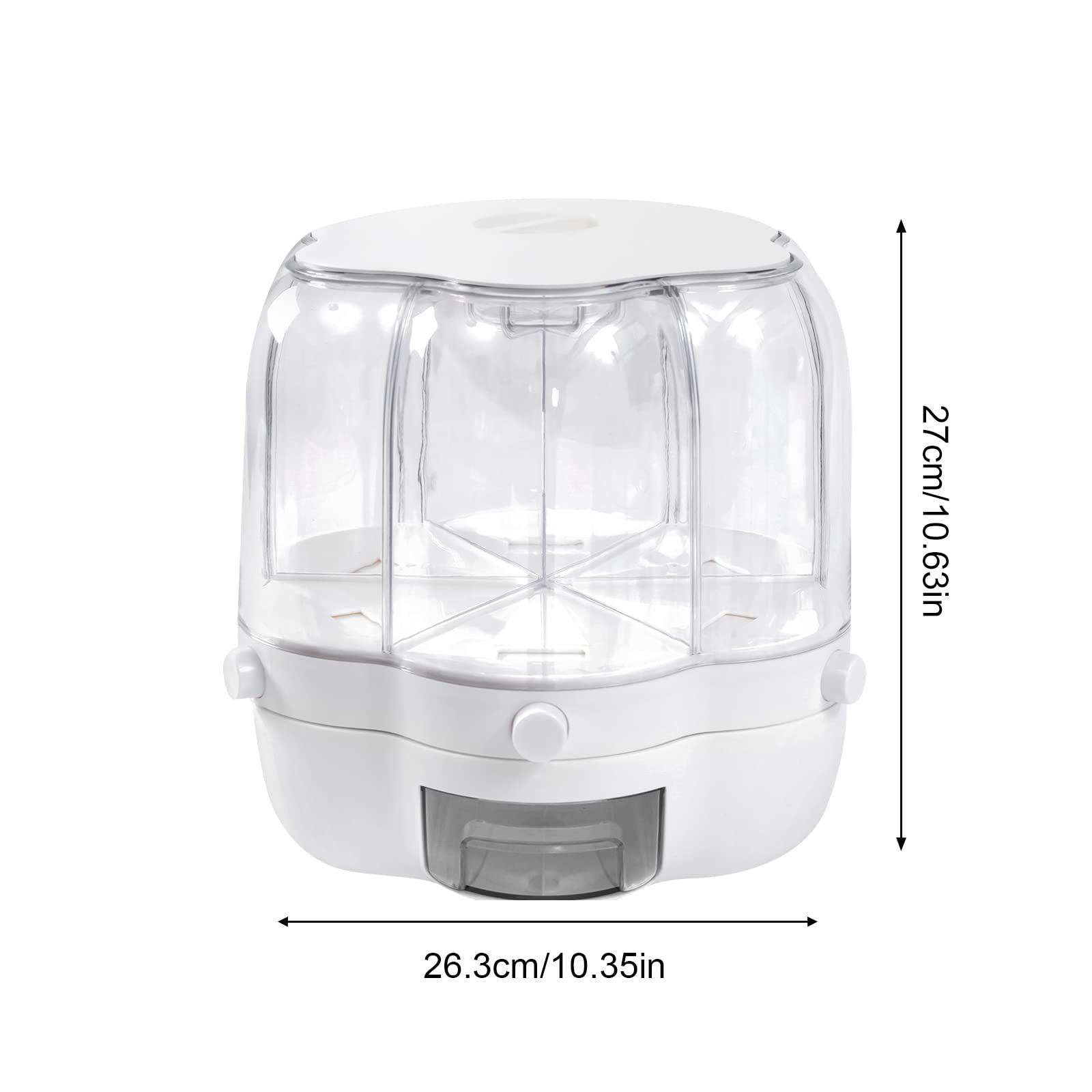 10KG Airtight Rice Storage Container with Lid - 6 Grid Kitchen Organizer for Rice, Grains, Beans & Dry Food | Moisture Resistant & 360° Rotating Design | Easy Assembly for Pantry & Kitchen Organization
