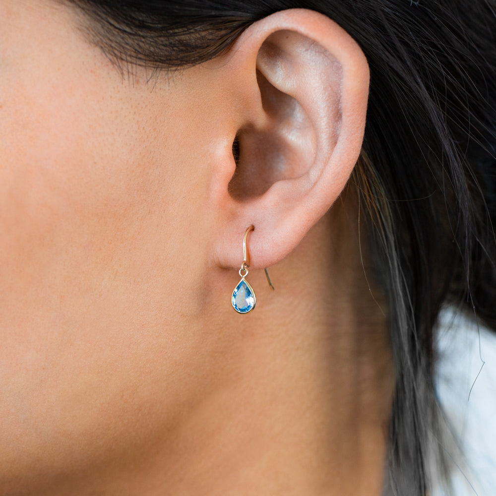 9ct Yellow Gold Blue Topaz Drop Earrings for Women - Elegant Dangling Jewelry for Parties, Weddings & Special Occasions