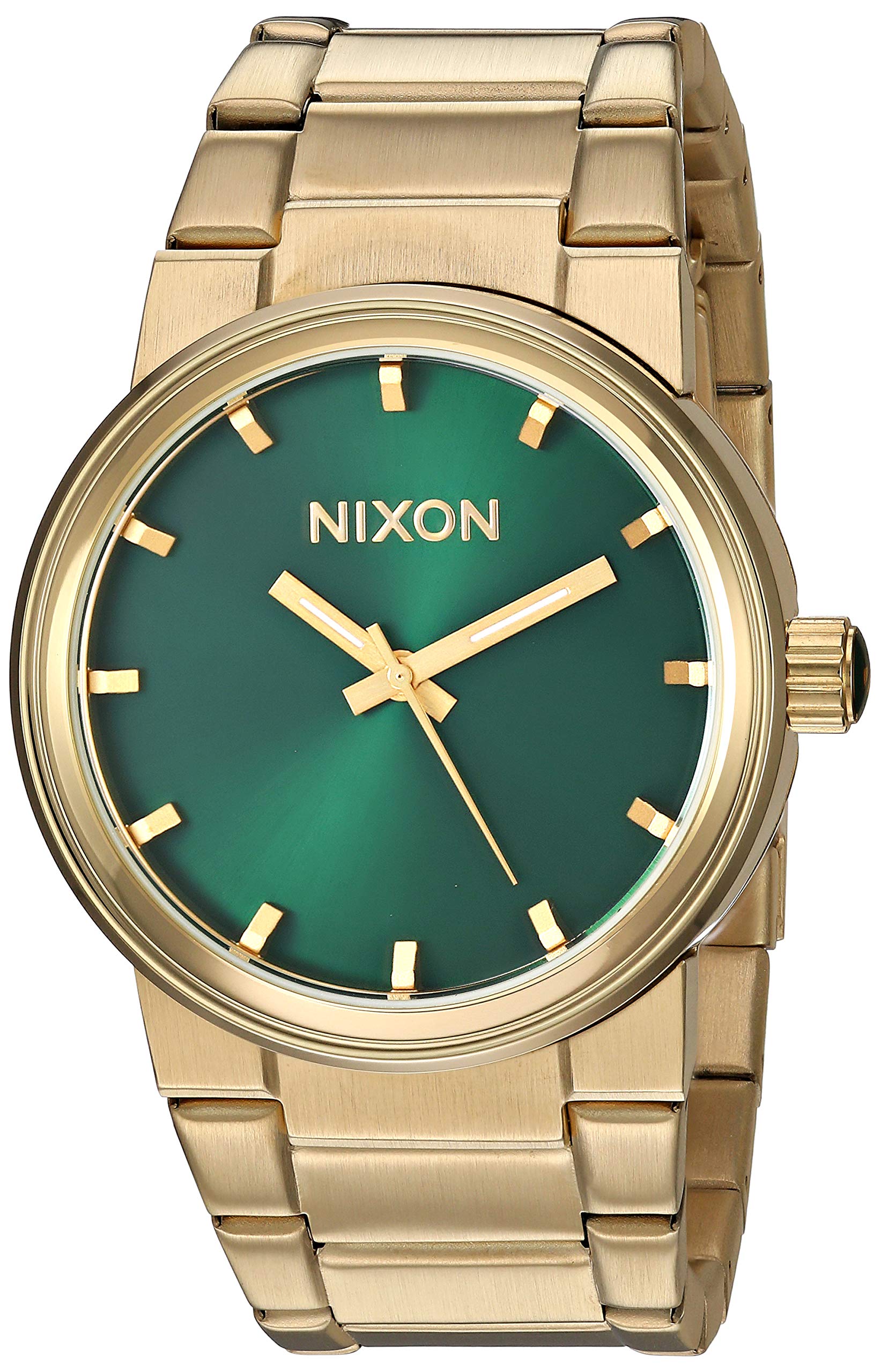 Nixon Men's Cannon Japanese Quartz Stainless Steel Watch - Gold/Green Sunray Dial A160 | Waterproof, Durable & Stylish for Everyday Wear, Outdoor Adventures & Business Occasions