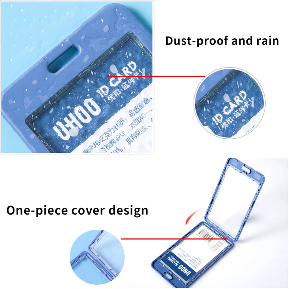Hovico Vertical Double Sided Clear ID Badge Holder with Lanyard - Waterproof Name Tag Card Holder for School, Office, Events & Conferences (Pink) - Perfect for Teachers, Students, Employees and Security Personnel