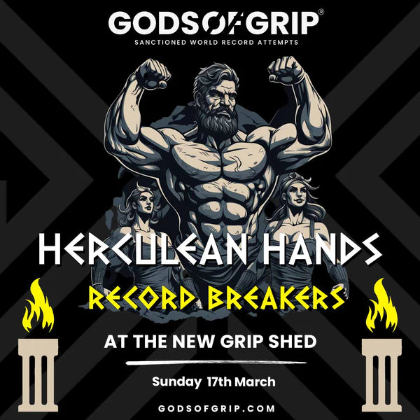 Herculean Hands Record Breakers Event - Strongest Grip Strength Training Tool for Athletes & Fitness Enthusiasts - Perfect for Workouts, Competitions & Home Gym Training