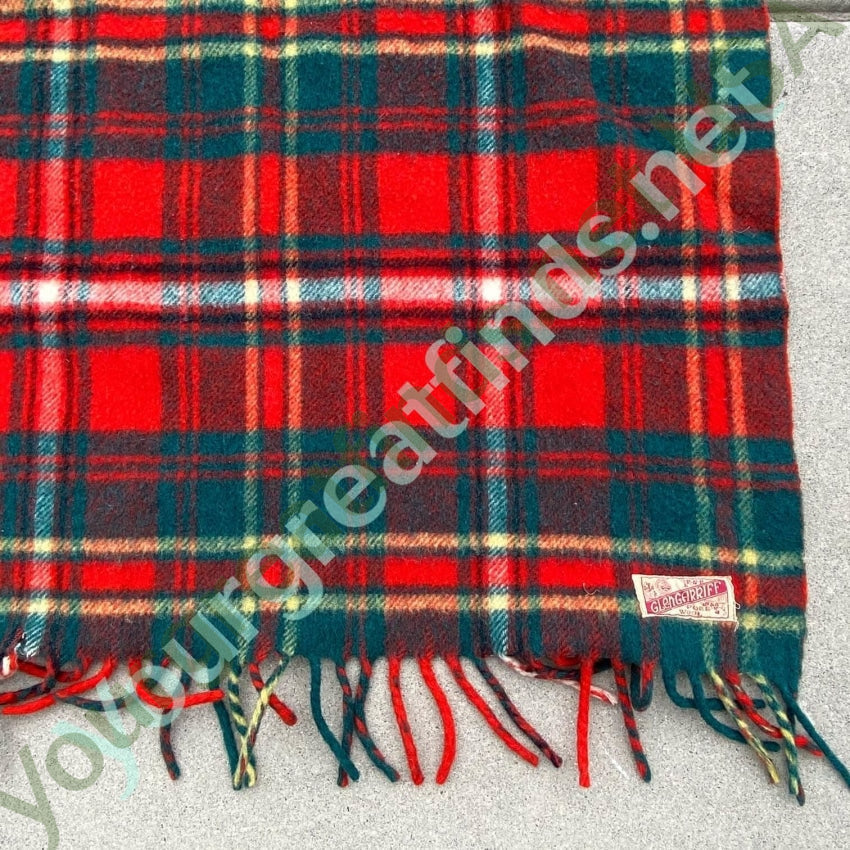 Vintage Irish Tartan Plaid Wool Stadium Blanket - Warm & Cozy Throw for Football Games, Picnics & Home Decor