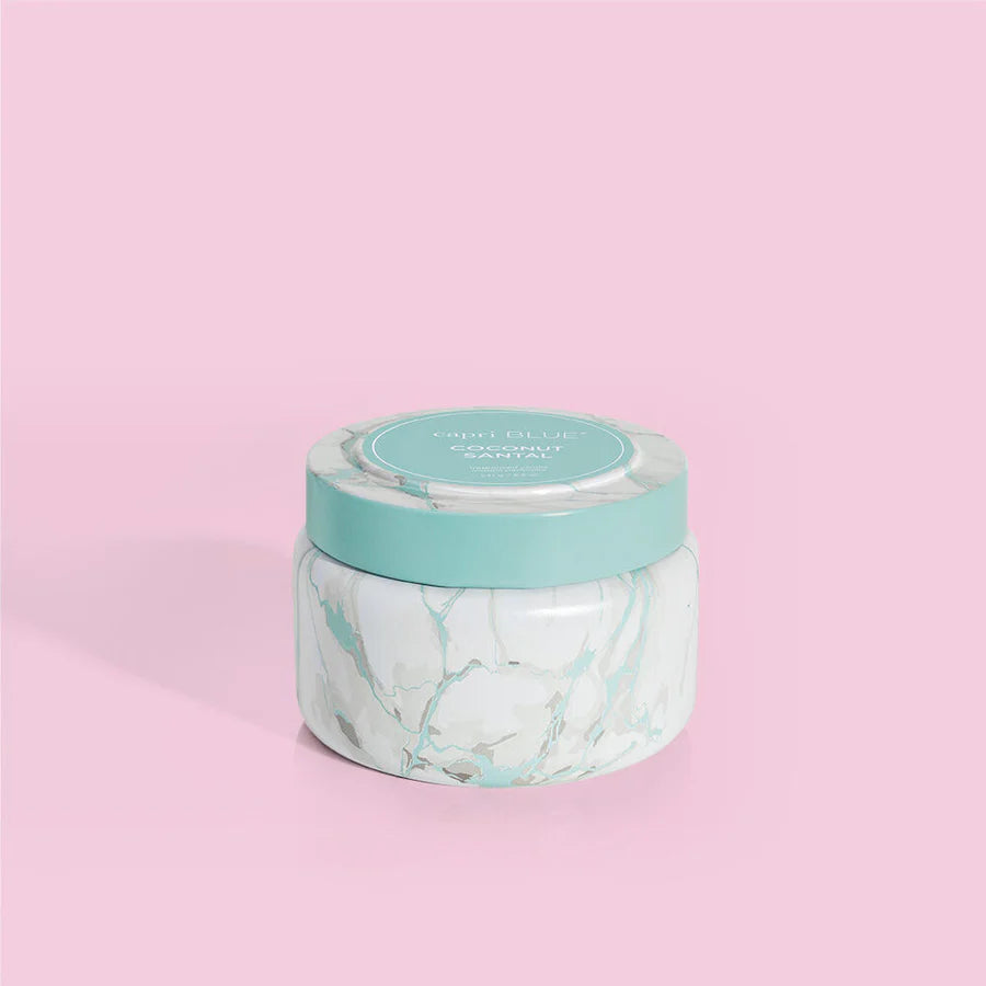 Capri Blue Marble 8.5oz Travel Tin Candle - Aromatherapy Scented Candle for Home, Office & Gifts - Perfect for Relaxation, Meditation & Stress Relief