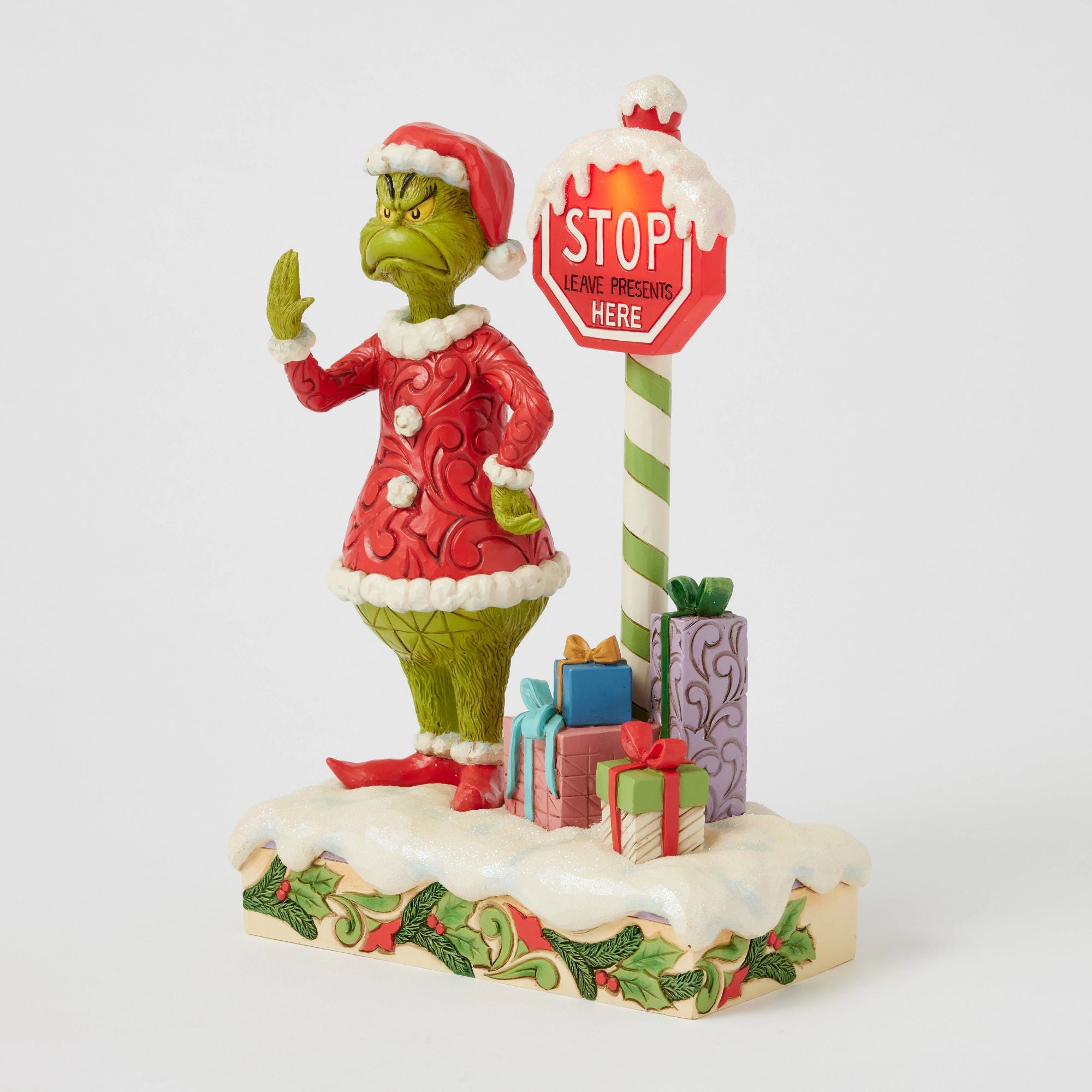 Grinch by Stop Sign LED Figurine - Christmas Decor, Holiday Home Decoration, Festive Party & Office Decor for Xmas