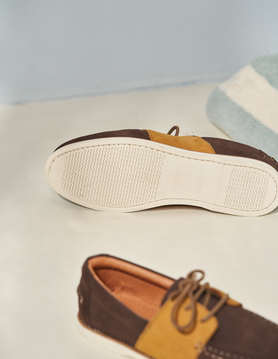 Men's Brown & Hazel Nubuck Boat Shoes - Comfortable & Stylish Deck Shoes for Sailing, Casual Wear & Outdoor Activities