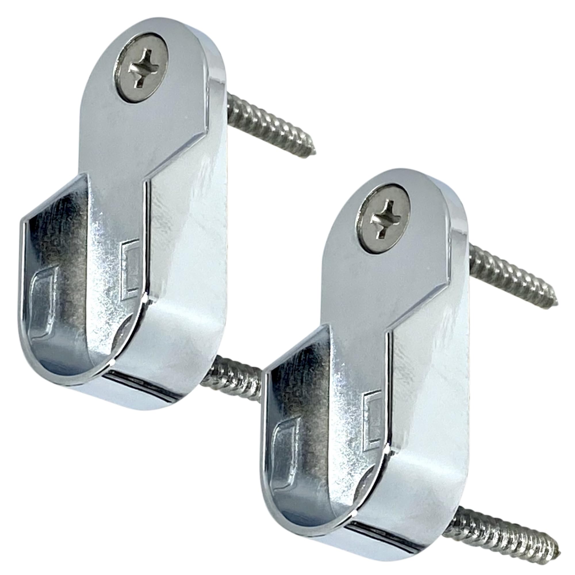 Oval Closet Rod End Supports - Screw-On Type 15mm x 30mm - Polished Chrome (4 Pack) - Perfect for Wardrobe, Walk-In Closet & Clothing Organization