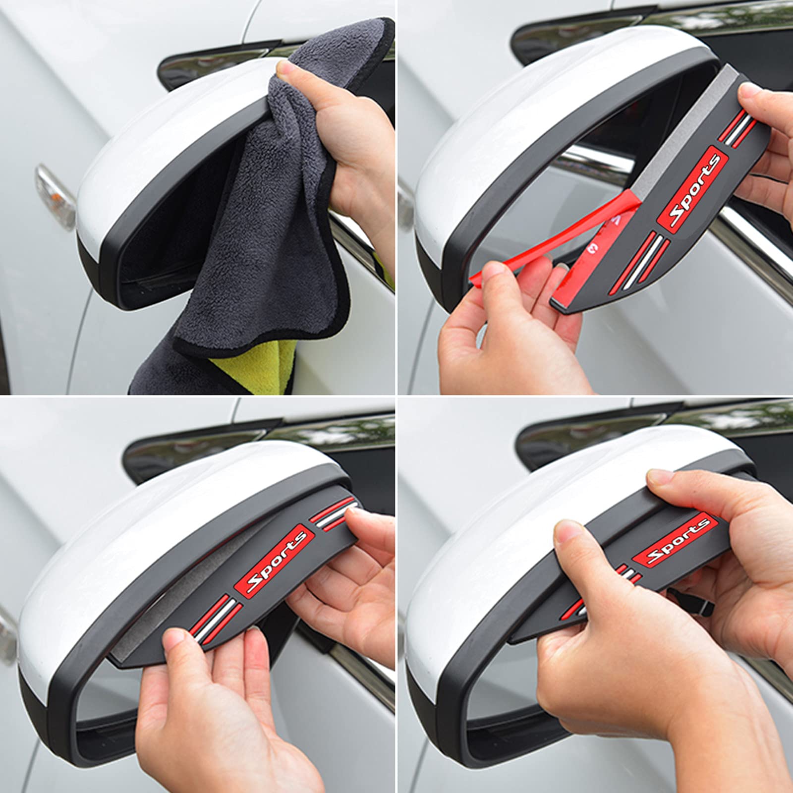 Bohisen 2-Pack Sports Rubber Mirror Rain Visor Guards - Universal Fit for Cars, Trucks & SUVs - Waterproof Side Mirror Covers for Enhanced Visibility in Rainy Weather (Perfect for Daily Commute & Road Trips)