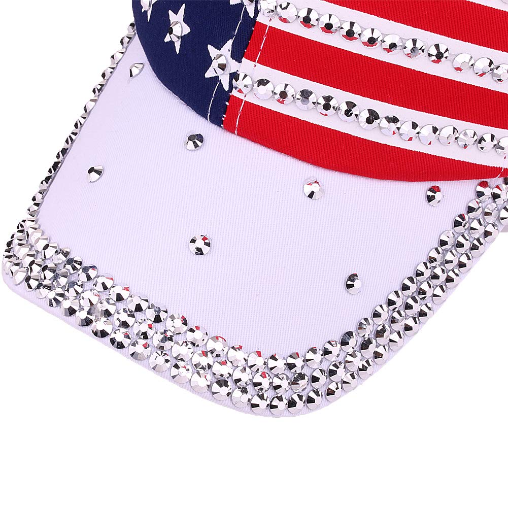 Sparkly American Flag Baseball Cap for Men & Women - USA Bling Hip Hop Hat - Perfect for 4th of July, Concerts & Streetwear Fashion