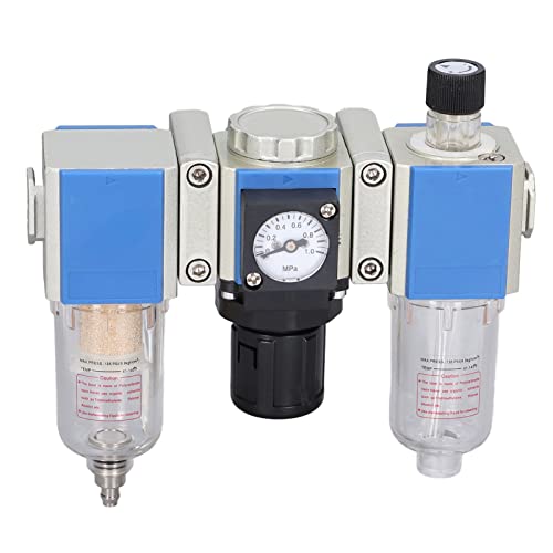 High-Efficiency Water Oil Trap Separator & Low Fogging Compressed Air Filter Regulator Lubricator Combo (3-in-1 Unit) - GC200-08 for Stable Air Pressure Regulation | Perfect for Automotive Shops, Industrial Machinery & Pneumatic Tools