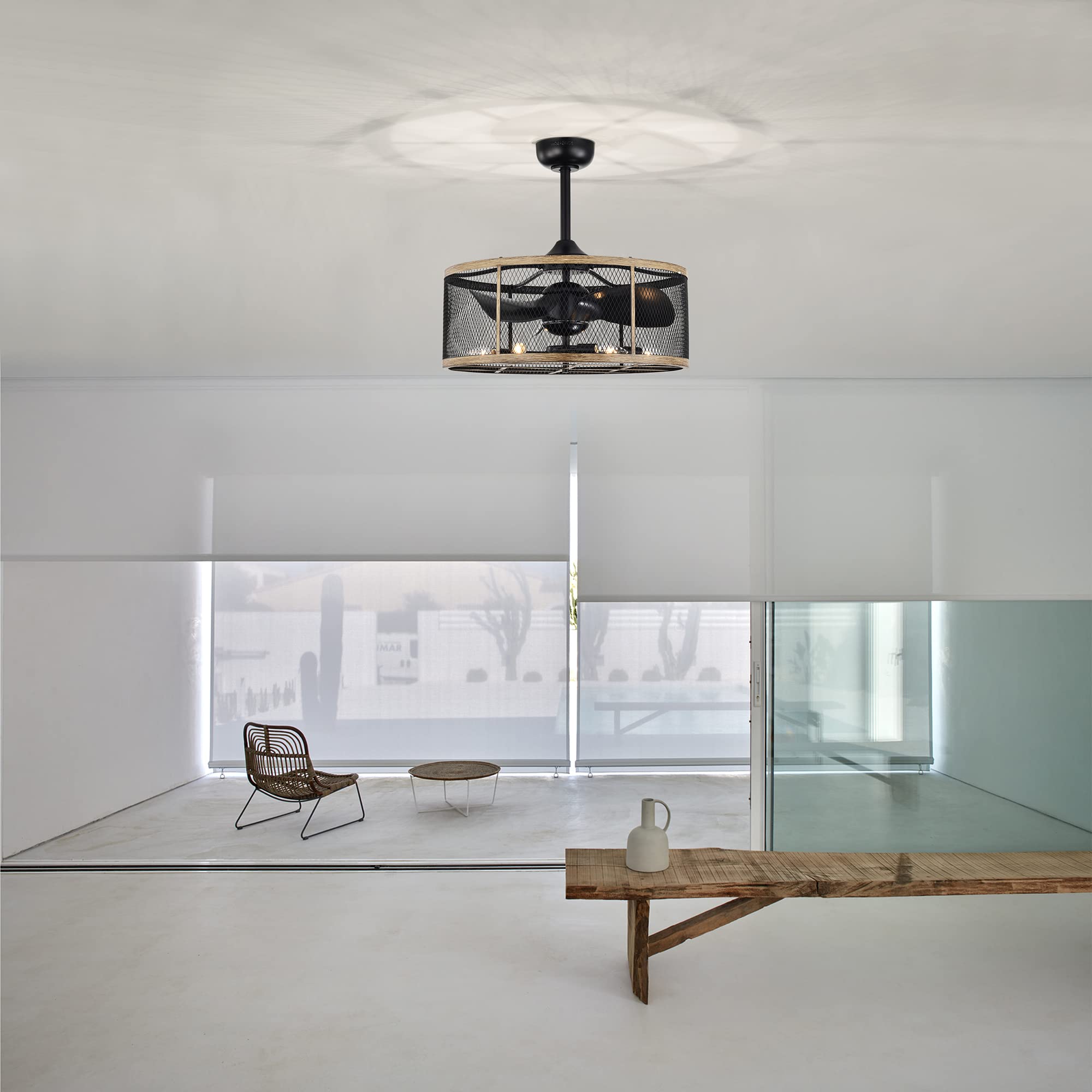 Tiffany Merdan 24-inch 6-Light 3-Blade Remote Control Ceiling Fan with LED Lights - Perfect for Bedroom, Living Room & Home Office
