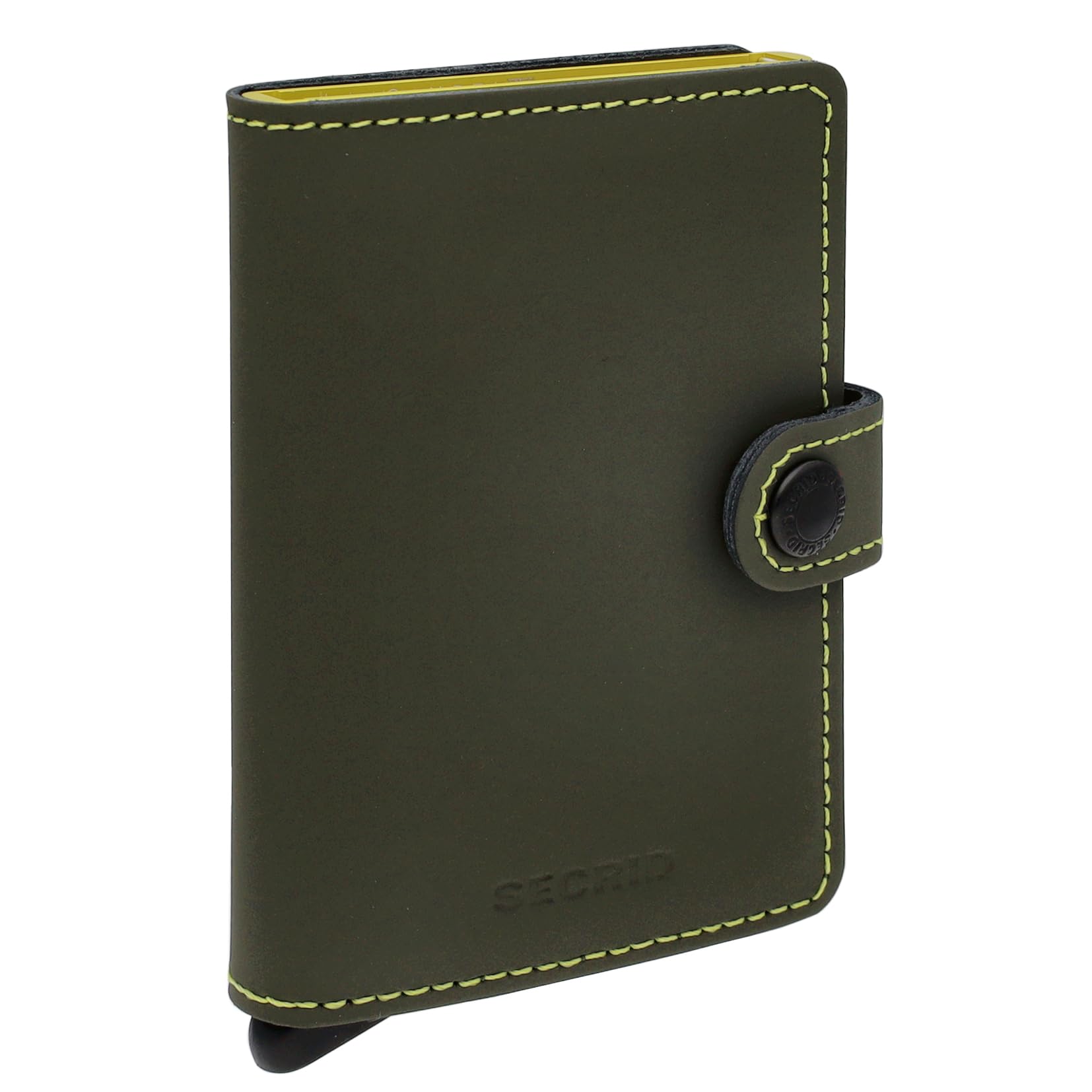 SECRID Mini Wallet for Men & Women - Genuine Matte Leather RFID Blocking Card Holder (Holds 12 Cards) - Lime Green - Perfect for Travel, Business & Everyday Use
