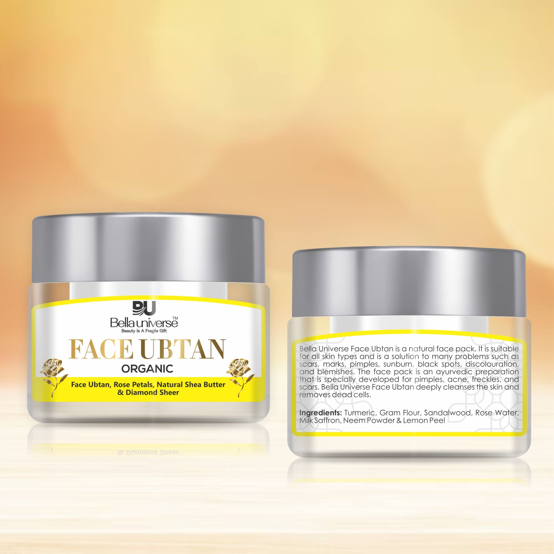 Bella Universe Ubtan Powder with Turmeric, Saffron, Rose Petal & Orange Peel - Natural Face Mask for Hyperpigmentation, Dark Spots & Radiant Skin | 100g | Perfect for Daily Glow Routine & Ayurvedic Skincare