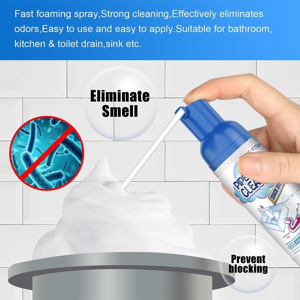 Yugou 2 Pack Drain Cleaner Foam - Powerful Clog Remover for Sinks, Showers & Bathtubs - Fast Acting Pipe Unclogger - Eliminates Hair, Grease & Soap Scum - Perfect for Kitchen & Bathroom Drain Maintenance