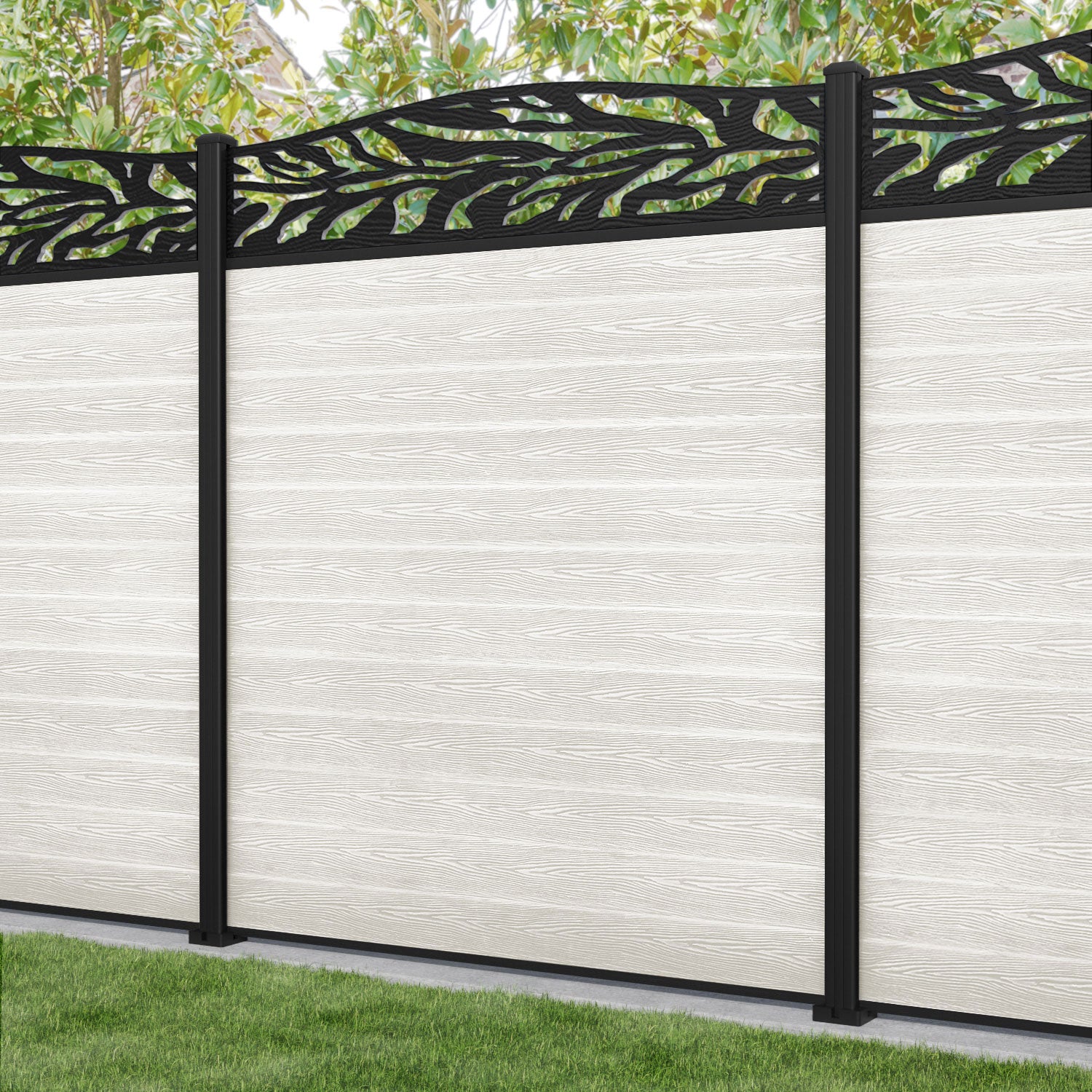 Classic Malawi Curved Top Fence Panel in Light Stone - Durable Aluminum Post Included | Perfect for Garden Borders, Backyard Privacy & Property Security
