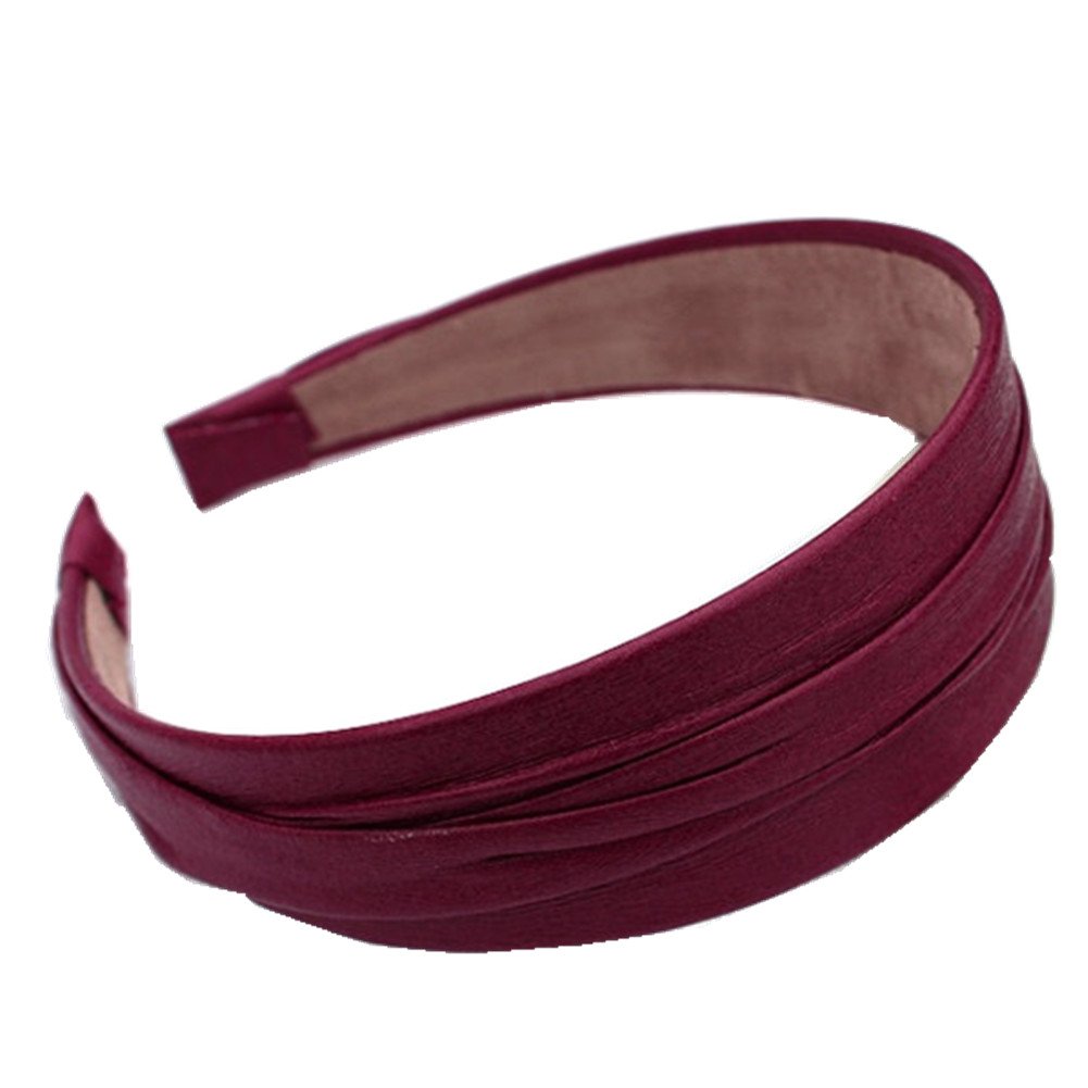 Women's Non-Slip Wide Leather Headbands - Glitter Hair Accessories for Parties, Thick & Fine Hair (Burgundy) | Perfect for Weddings, Date Nights & Special Occasions