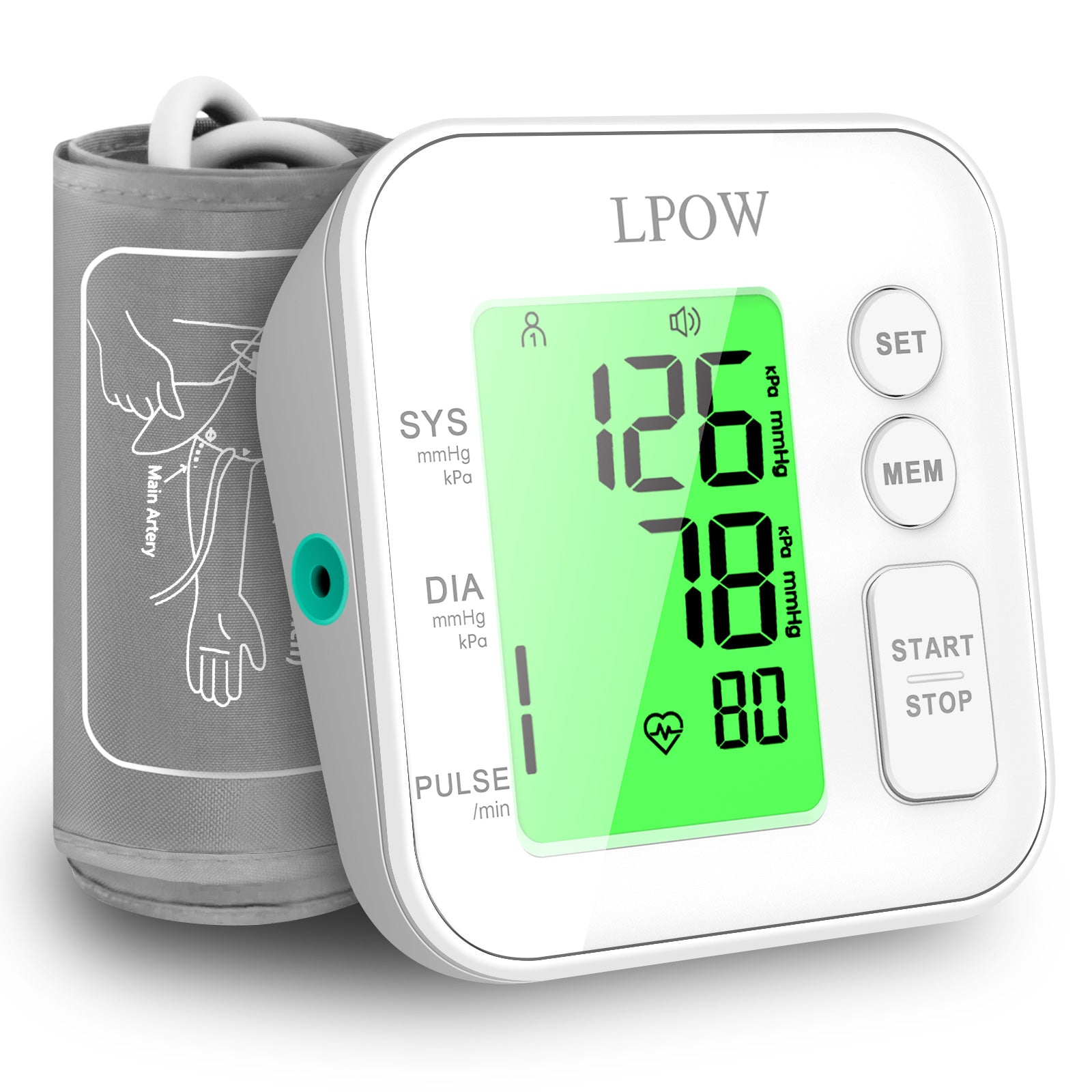 LPOW Upper Arm Blood Pressure Monitor with Voice Speaker - Large Cuff 8.7