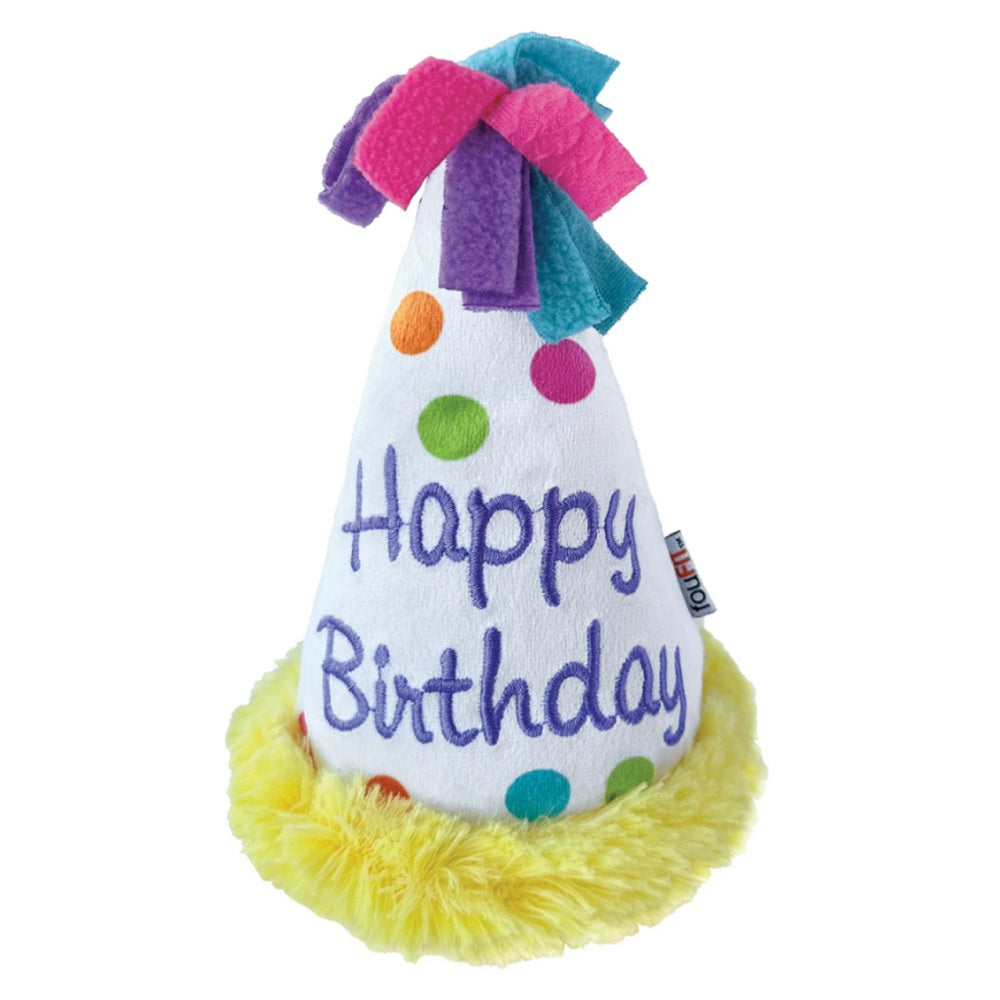Crinkle Dog Plush Toy for Dogs - Fun Birthday Hat Pet Toy for Playtime & Training | Interactive Chew Toy for Puppies & Small Dogs