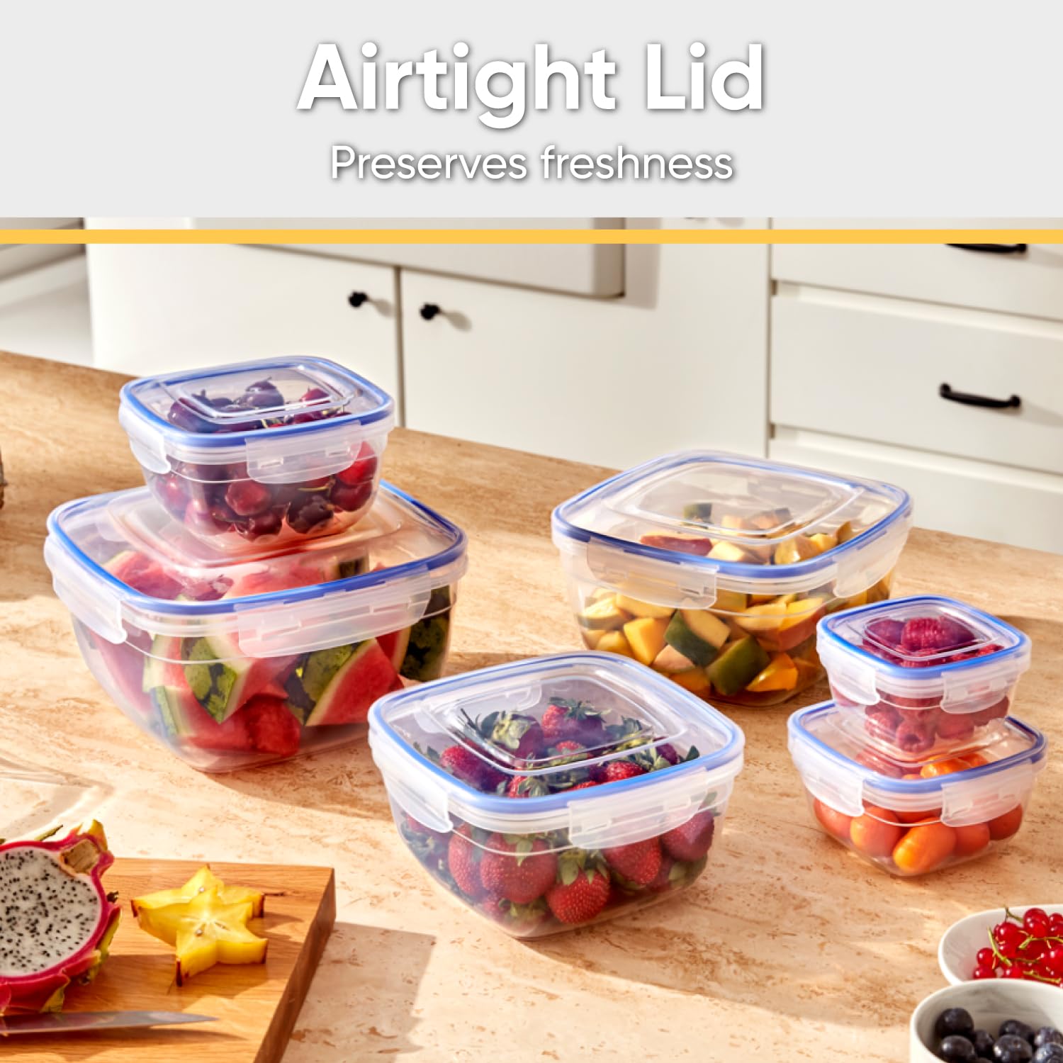 Premium BPA-Free Plastic Food Storage Container Set - 10-Piece Airtight Kitchen Organizers for Pantry, Fridge & Freezer | Microwave & Dishwasher Safe | Perfect for Meal Prep, Leftovers & Bulk Food Storage