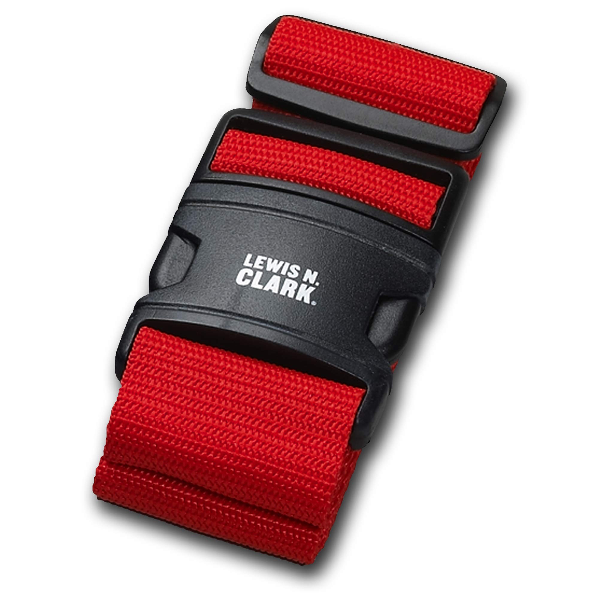 Lewis N. Clark Quick Release Luggage Belt - Adjustable Travel Tie Down Straps for Suitcase Security (Red) - Perfect for Airplane, Train & Cruise Travel Accessories