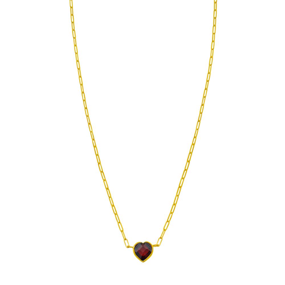 14K Gold Garnet Heart Pendant Necklace for Women - Elegant Valentine's Day Gift, Anniversary Jewelry for Her - Perfect for Romantic Dates, Weddings & Special Occasions
