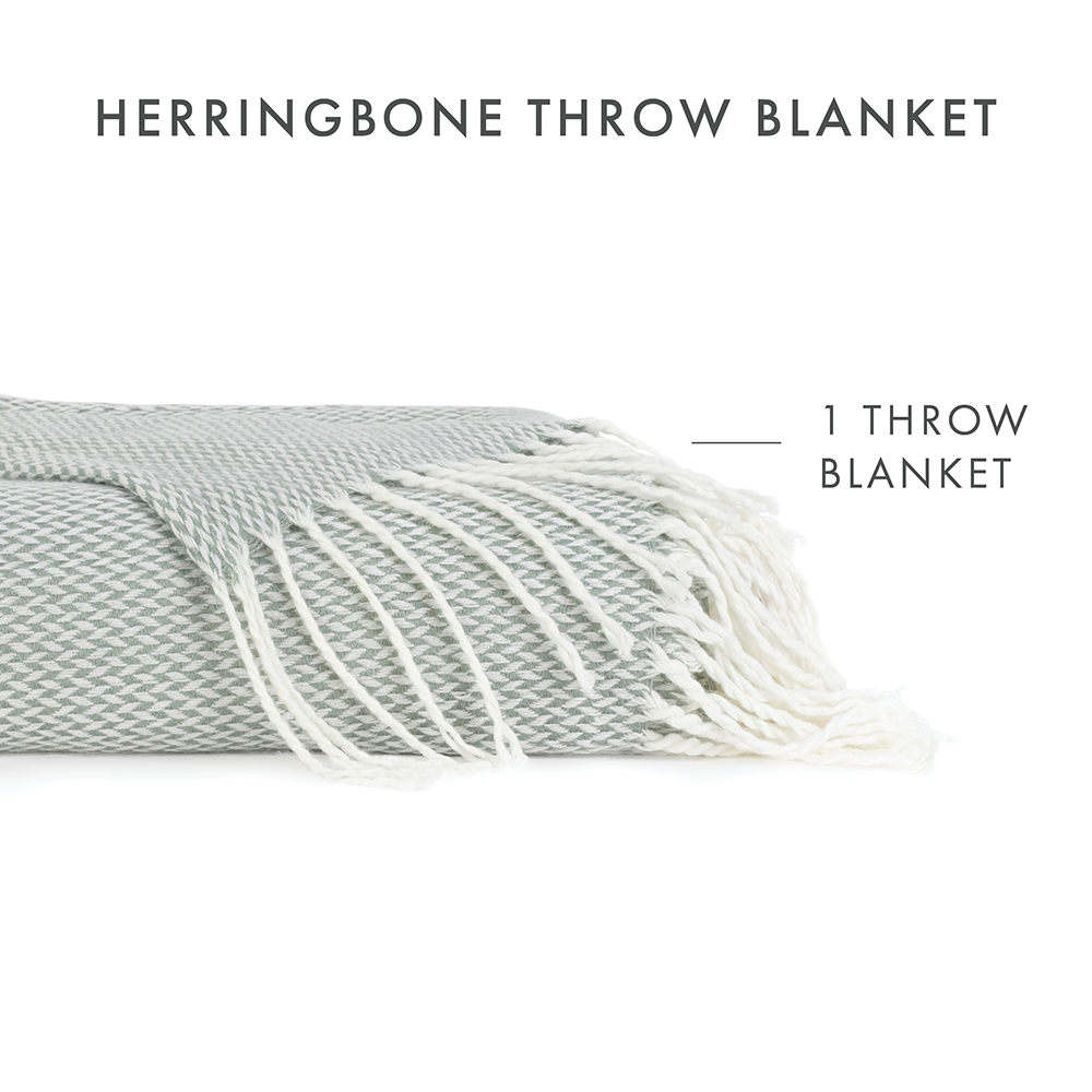 Soft Herringbone Knit Throw Blanket - Cozy & Warm Fleece Blanket for Couch, Bed, Sofa - Perfect for Winter Nights, Lounging & Home Decor