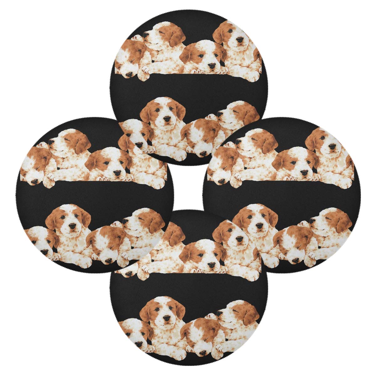 **Dog-Themed Holiday Placemats for Dining Table - 15.4 Inch Non-Slip Puppy Place Mats, Cute Home Decor for Christmas, Thanksgiving & Family Gatherings**
