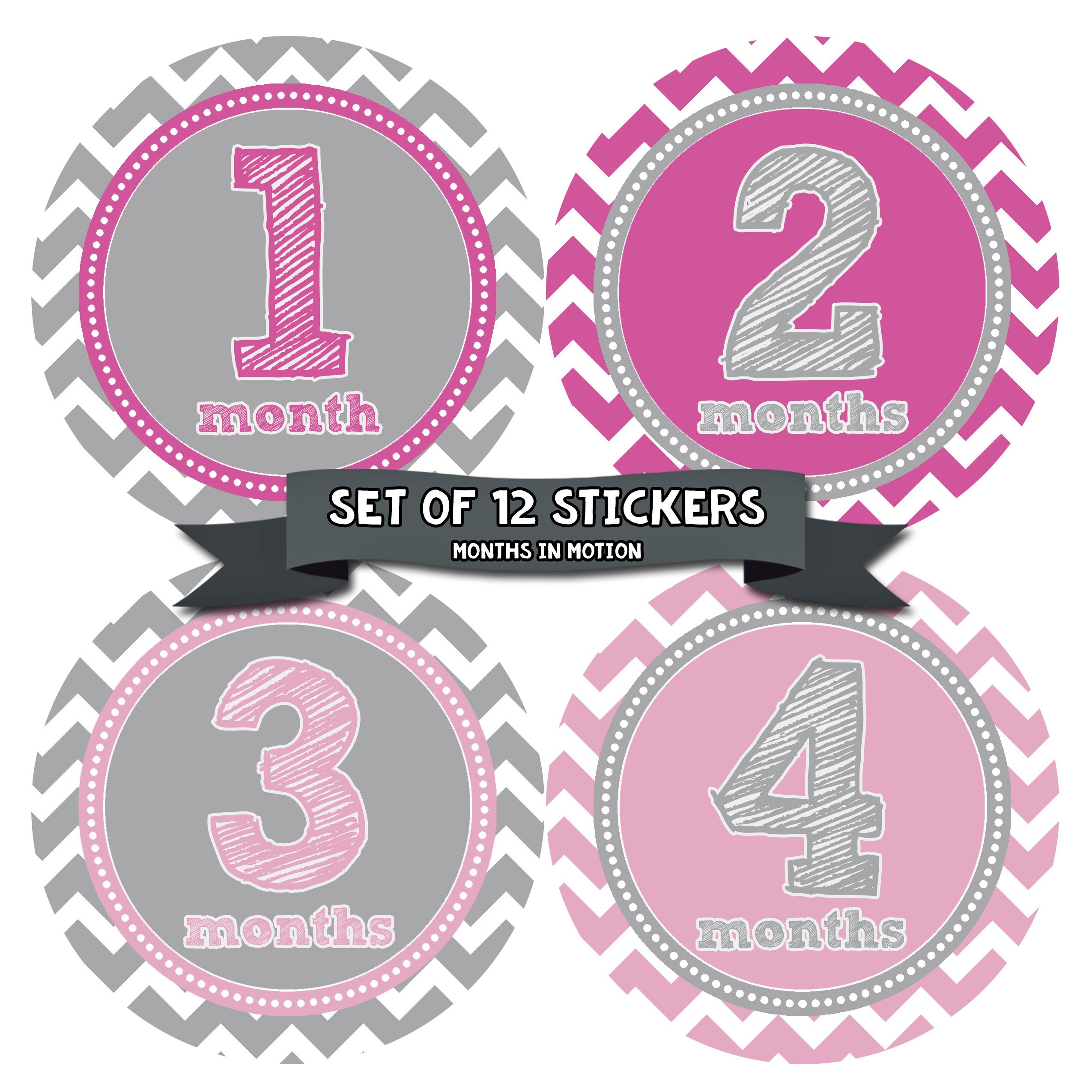 Baby Milestone Stickers for Newborn Girls - Monthly Growth Photo Stickers - Adhesive Baby Girl Stickers for First Year - Perfect for Baby Photo Albums, Scrapbooking, and Monthly Milestone Pictures