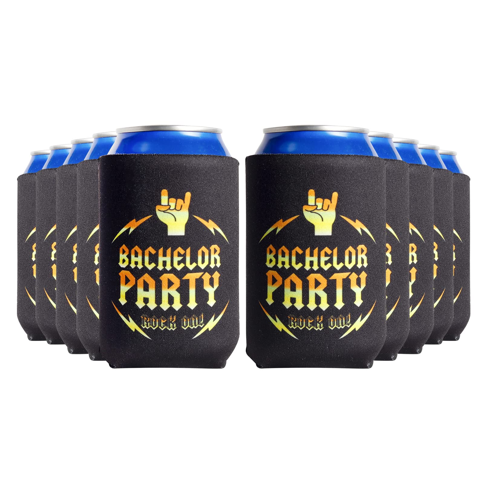 10 Pack Bachelor Party Can Coolers with Gold 