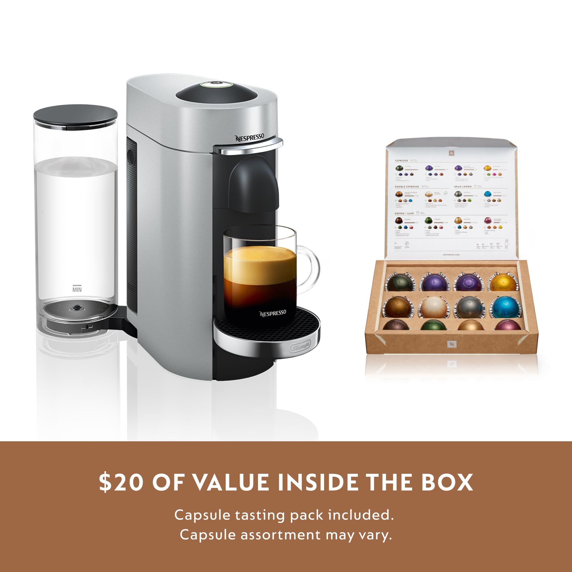 De'Longhi Nespresso Vertuo Plus Coffee & Espresso Machine with Titan Finish - Brew Barista-Quality Coffee at Home for Office, Kitchen or Gifting