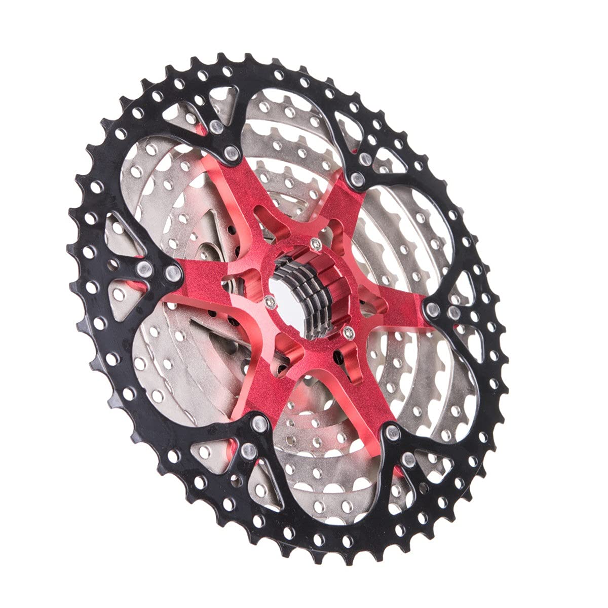 9 Speed Bike Cassette 11-46T MTB Freewheel - Compatible with Mountain, BMX & Road Bicycles | Durable Black Red Flywheel for Smooth Gear Shifting | Ideal for Trail Riding, Commuting & Urban Cycling