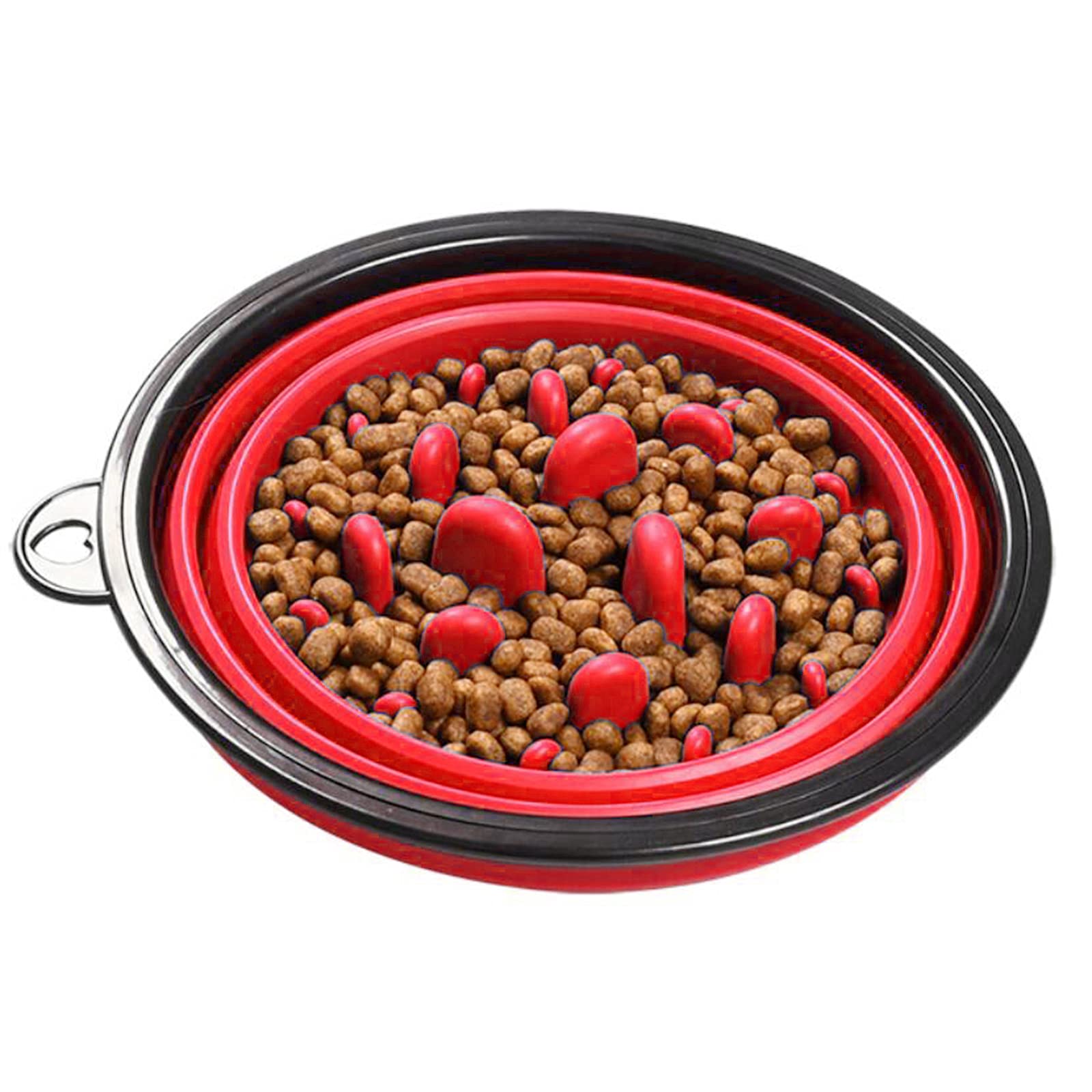 SECRET DESIRE Slow Feeder Dog Bowl - Collapsible Pet Food Dish for Cats & Dogs - Anti-Gulping Water Bowl for Fast Eaters - Perfect for Travel, Camping & Home Use (Red)